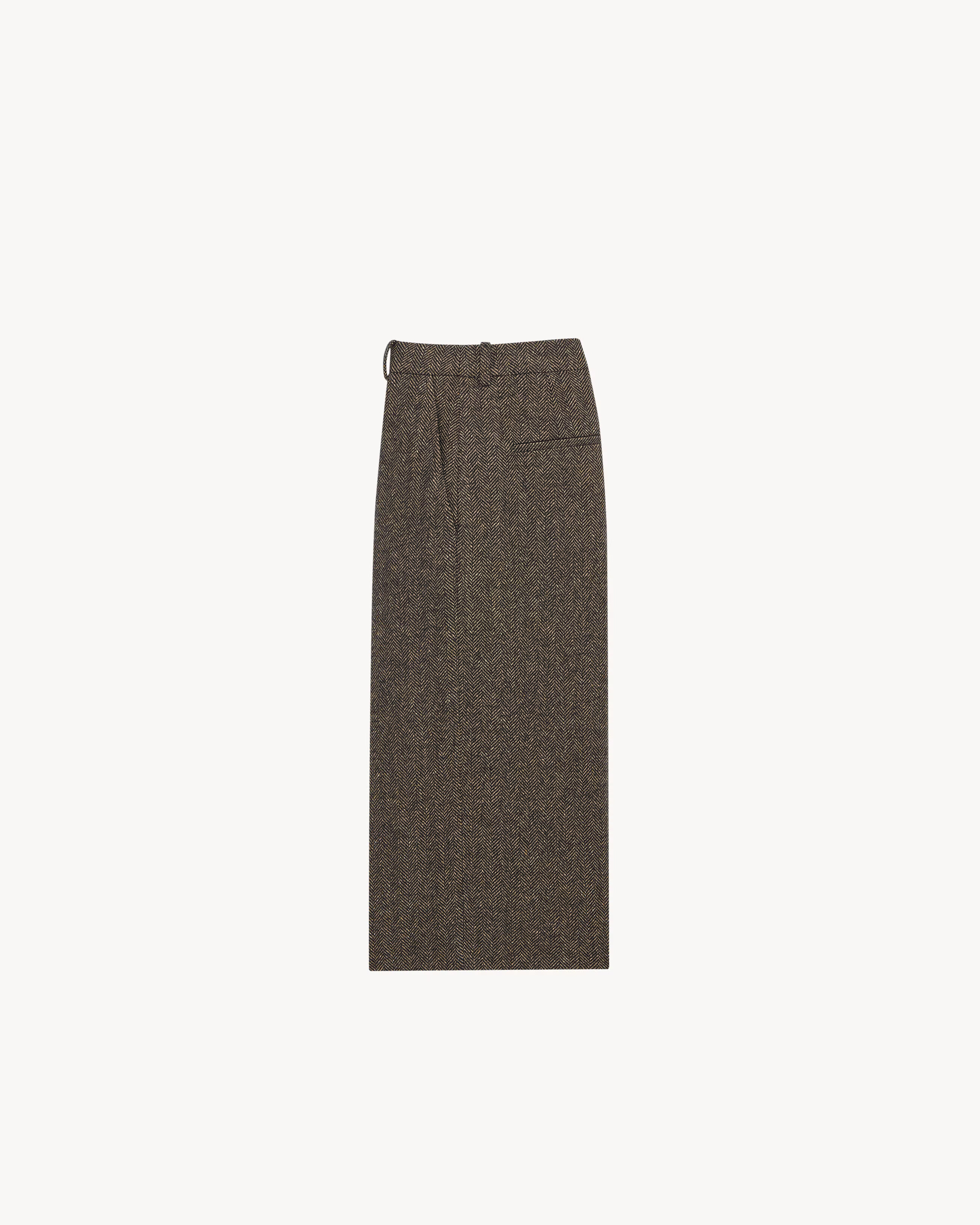 Gonna pantalone in lana a spina di pesce