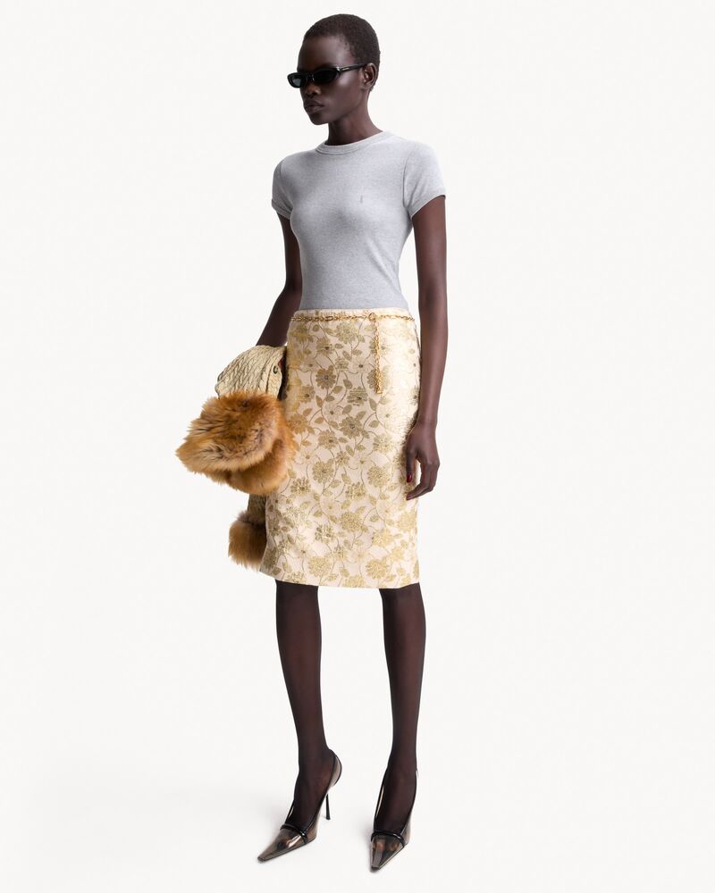 brocade midi skirt