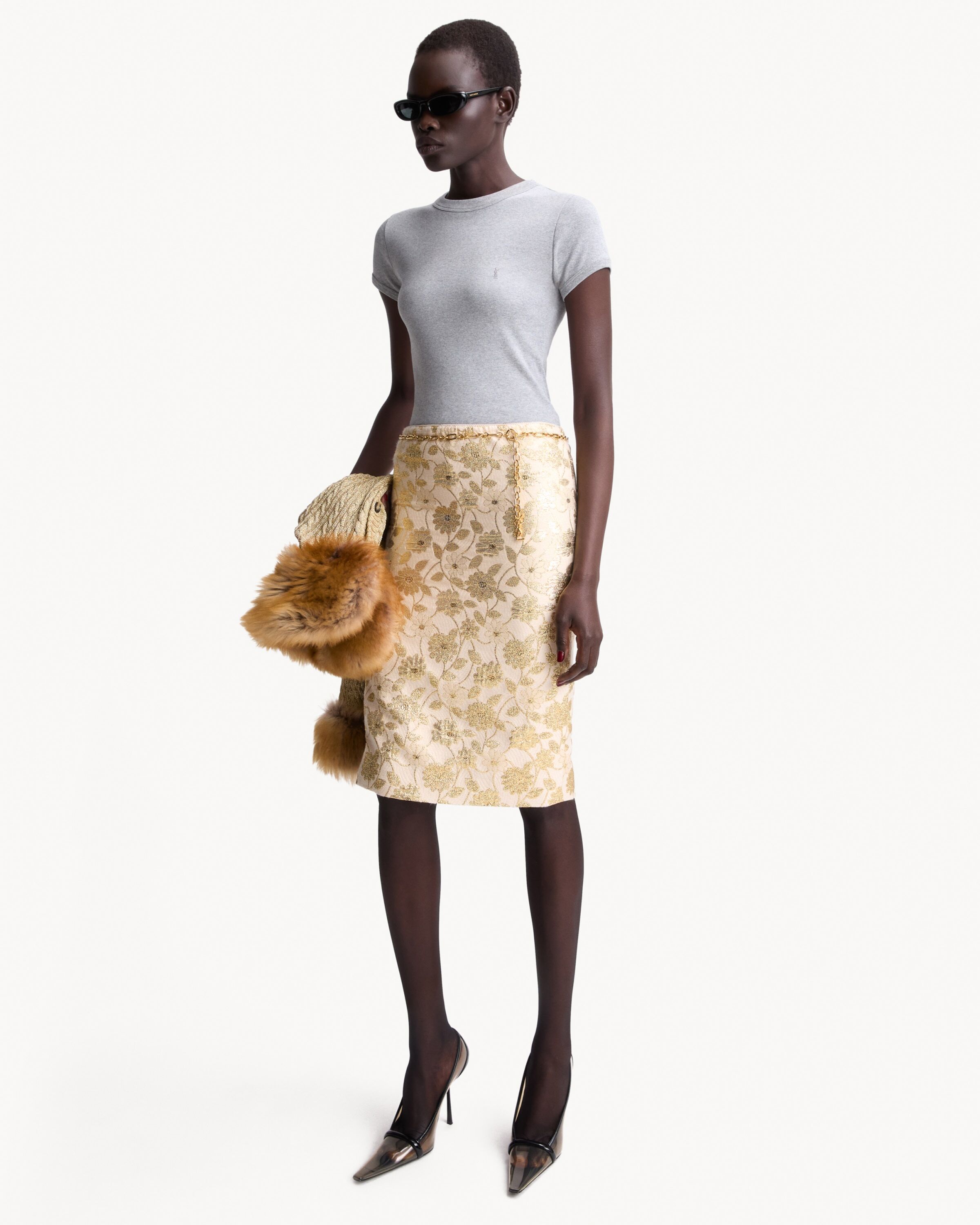 brocade midi skirt