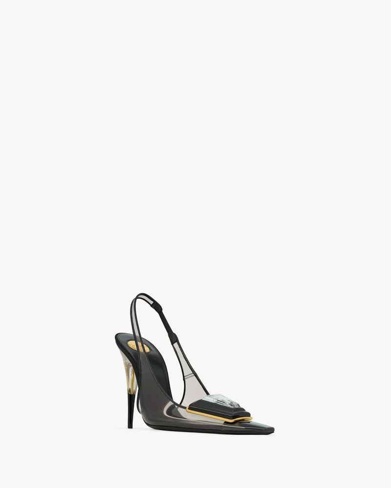 SIBYL slingback pumps in TPU, patent leather, and satin