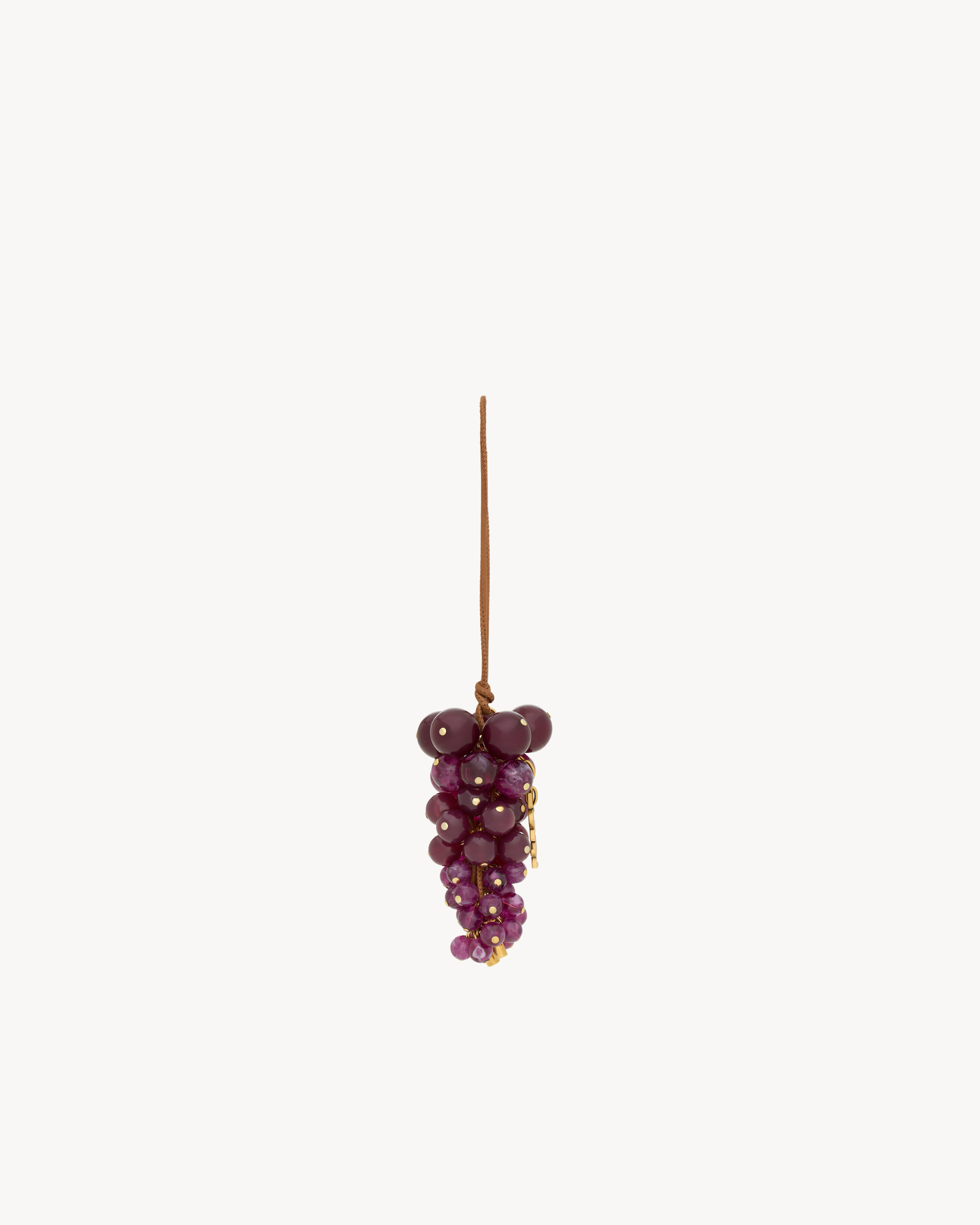 grape bag charm in leather and resin