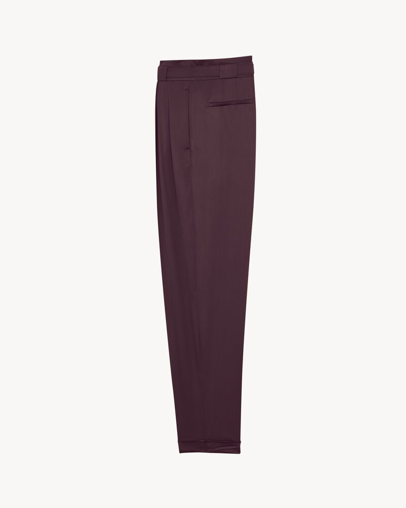 belted pants in silk duchess satin