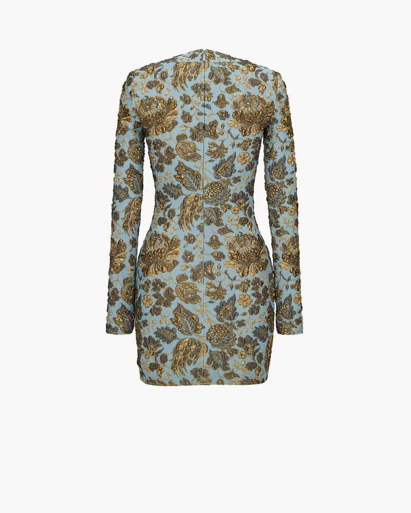 décolleté mini dress in stretch brocade