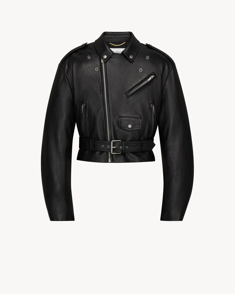 zip biker jacket in lambskin
