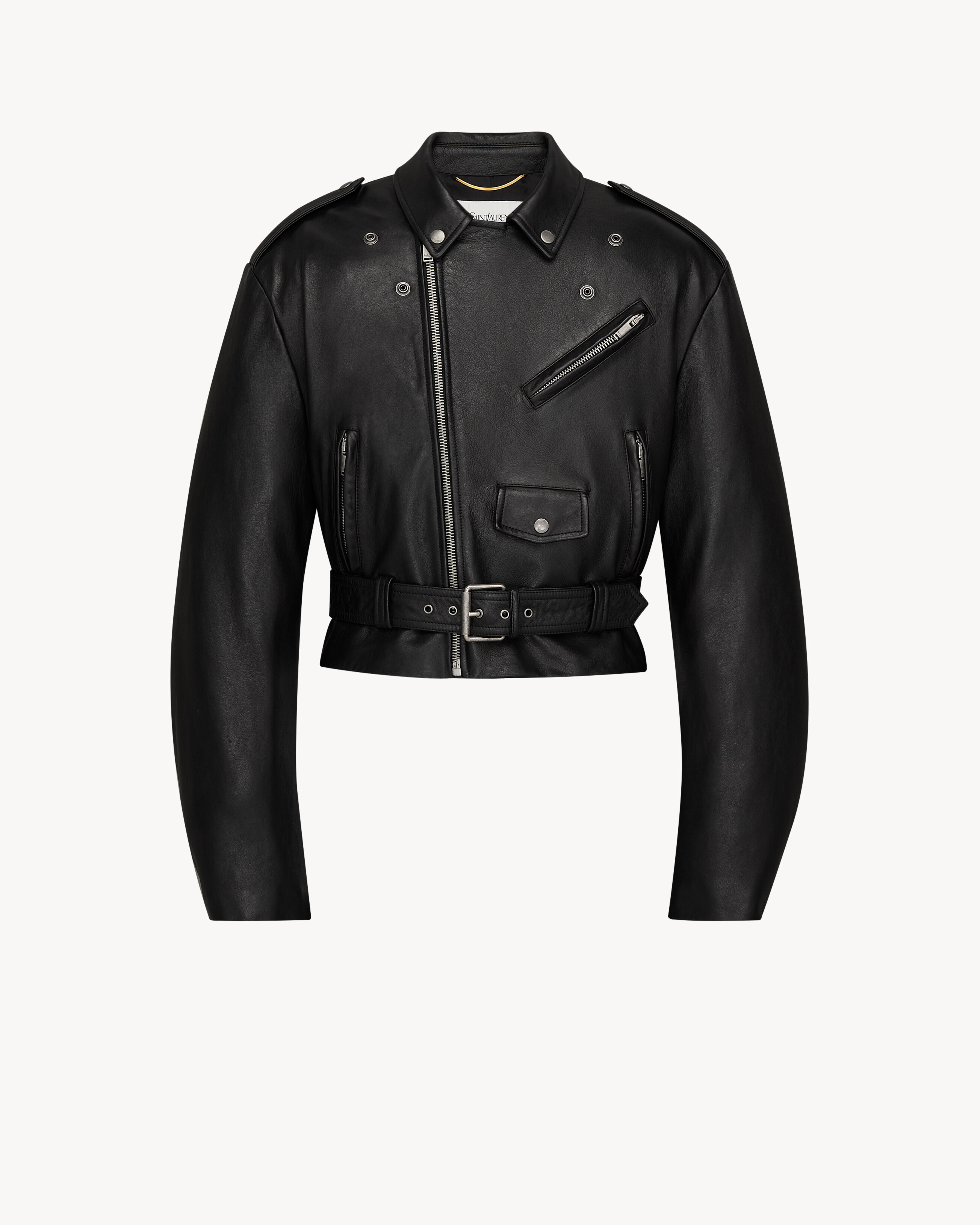 zip biker jacket in lambskin