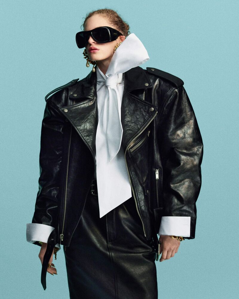 biker jacket in grained leather