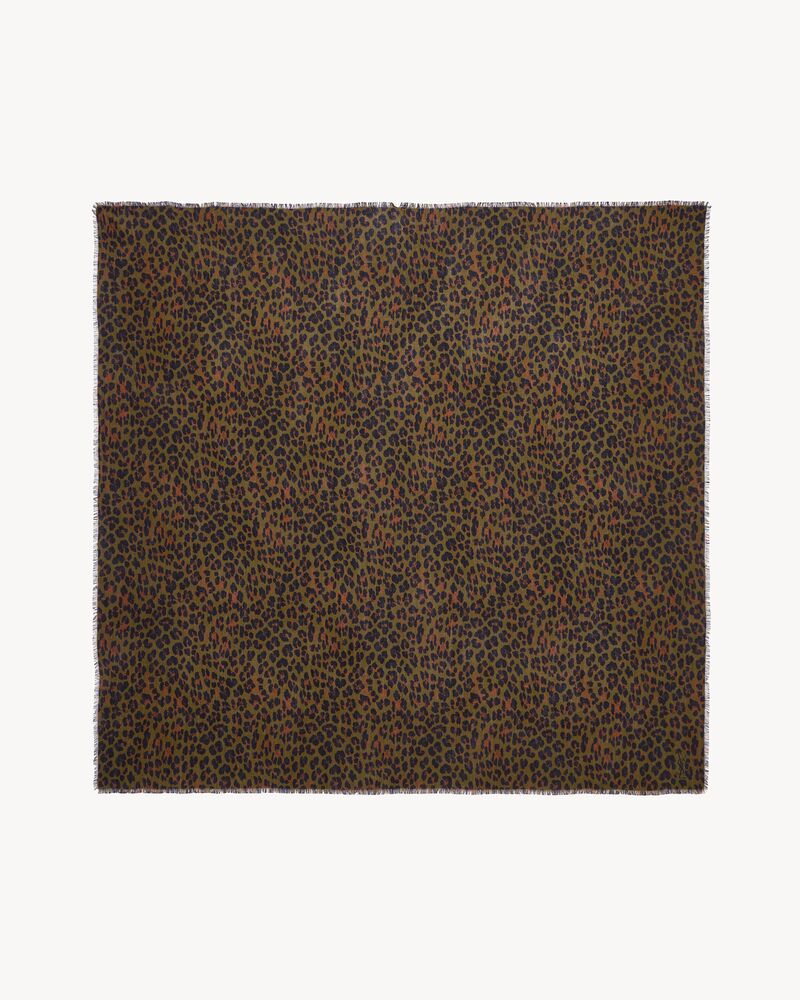 CASSANDRE square scarf in leopard wool twill