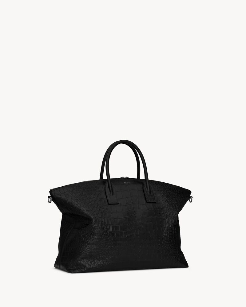 Bowling Tote in crocodile-embossed leather