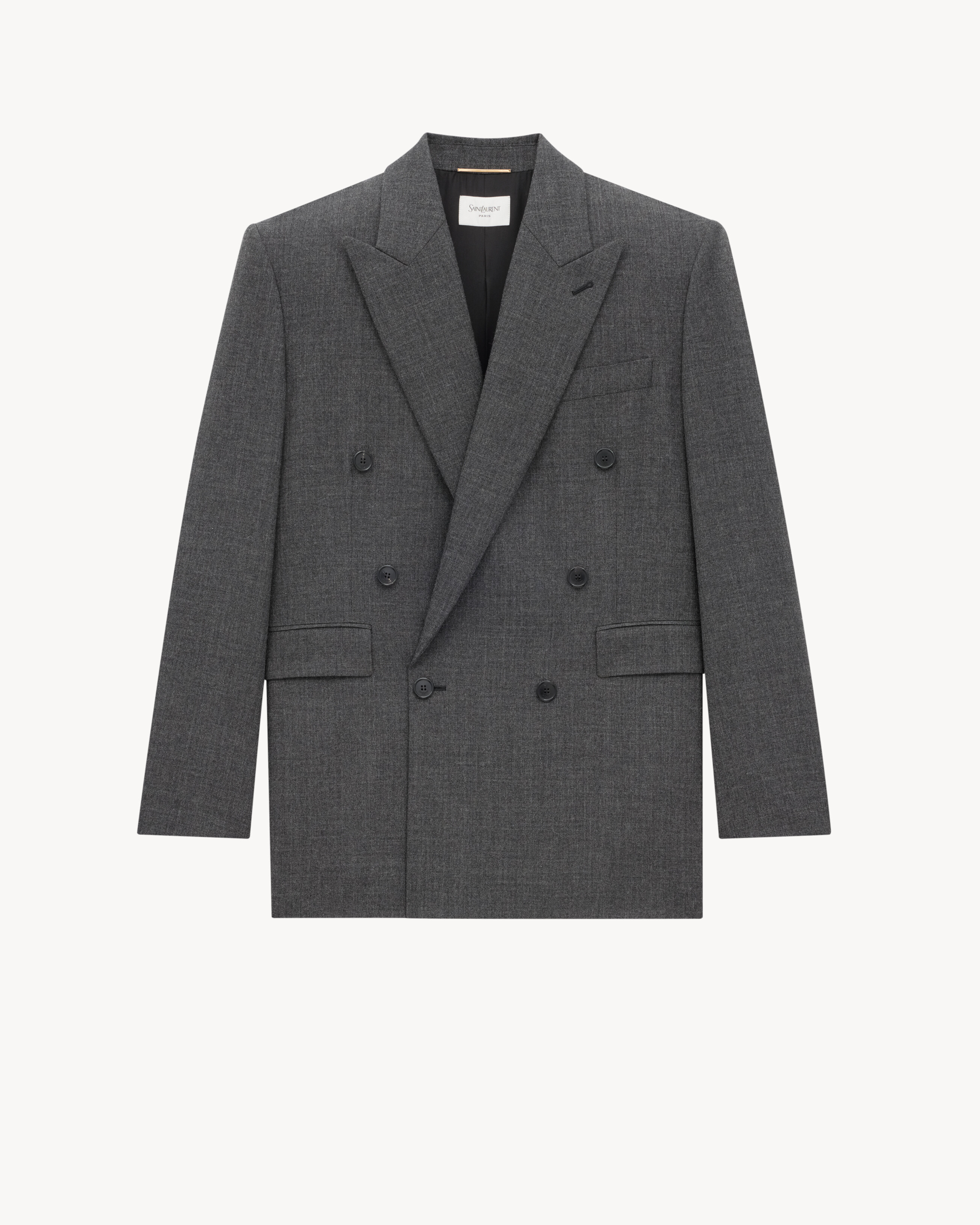 double-breasted long jacket in wool