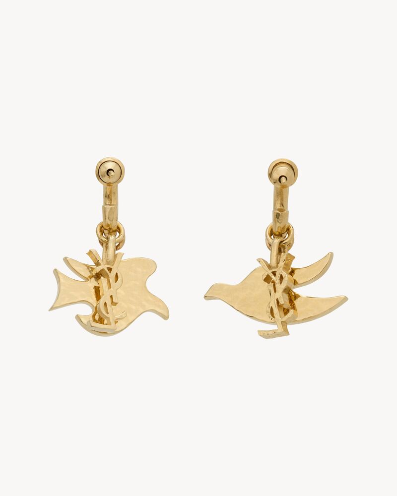 CASSANDRE dove charm hoop earrings in enamel