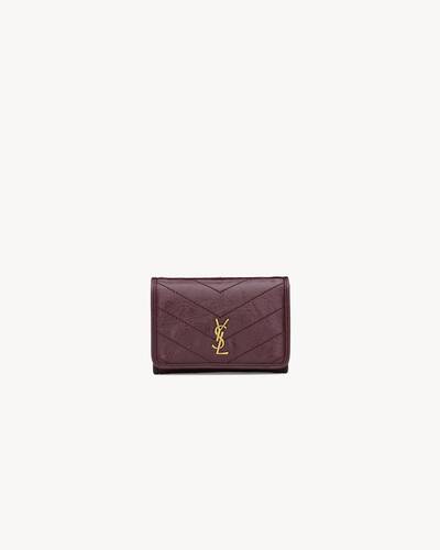 イヴサンローラン　コンパクトウォレット ミックスマトラッセ YSLロゴ　パープル Yves Saint Laurent - イヴサンローラン コンパクトウォレット