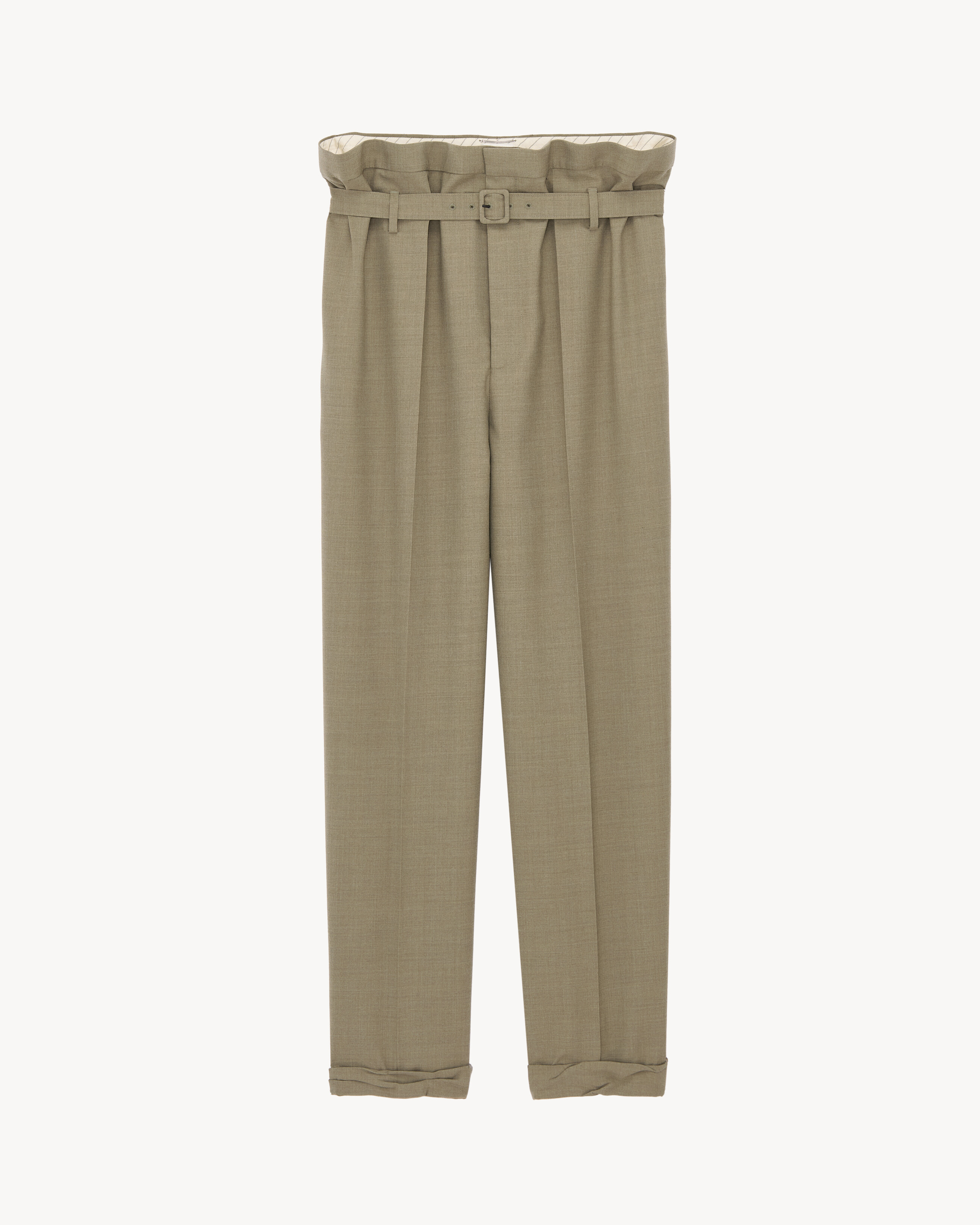 paperbag pants in wool gabardine
