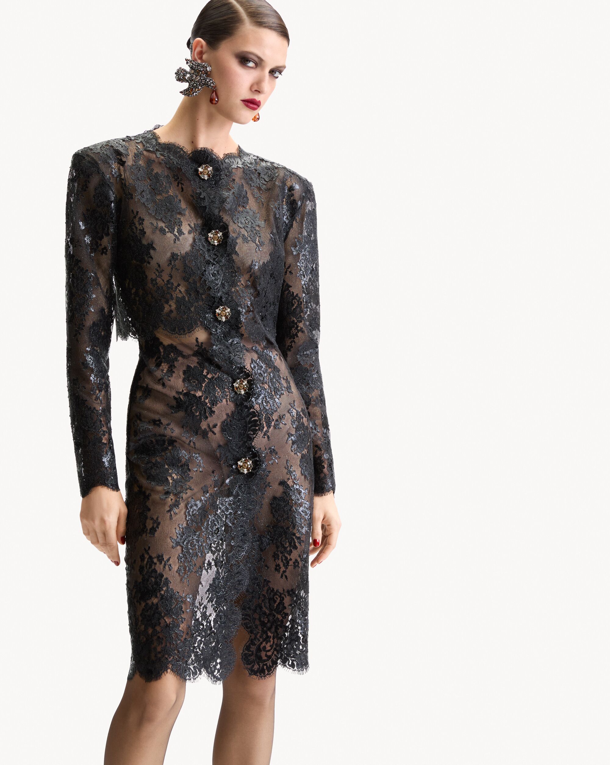 dress in silicone-coated lace
