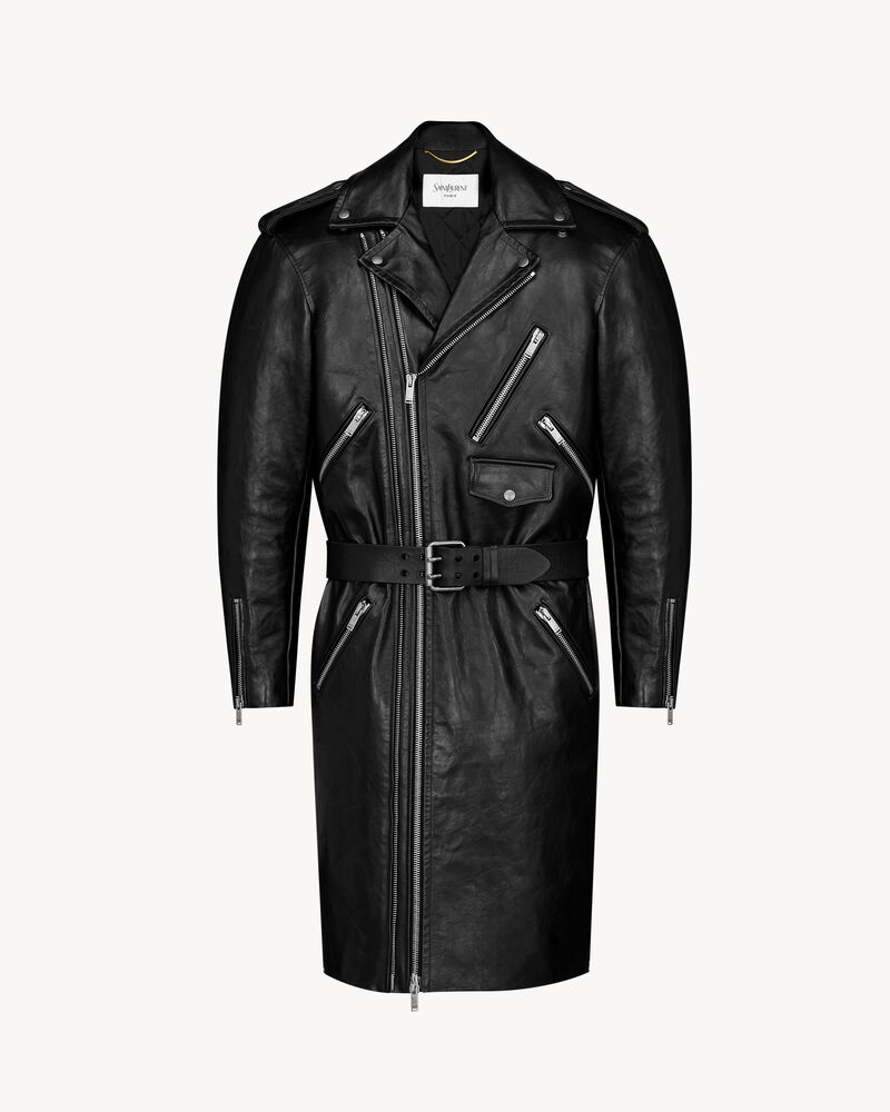 biker dress in grained leather