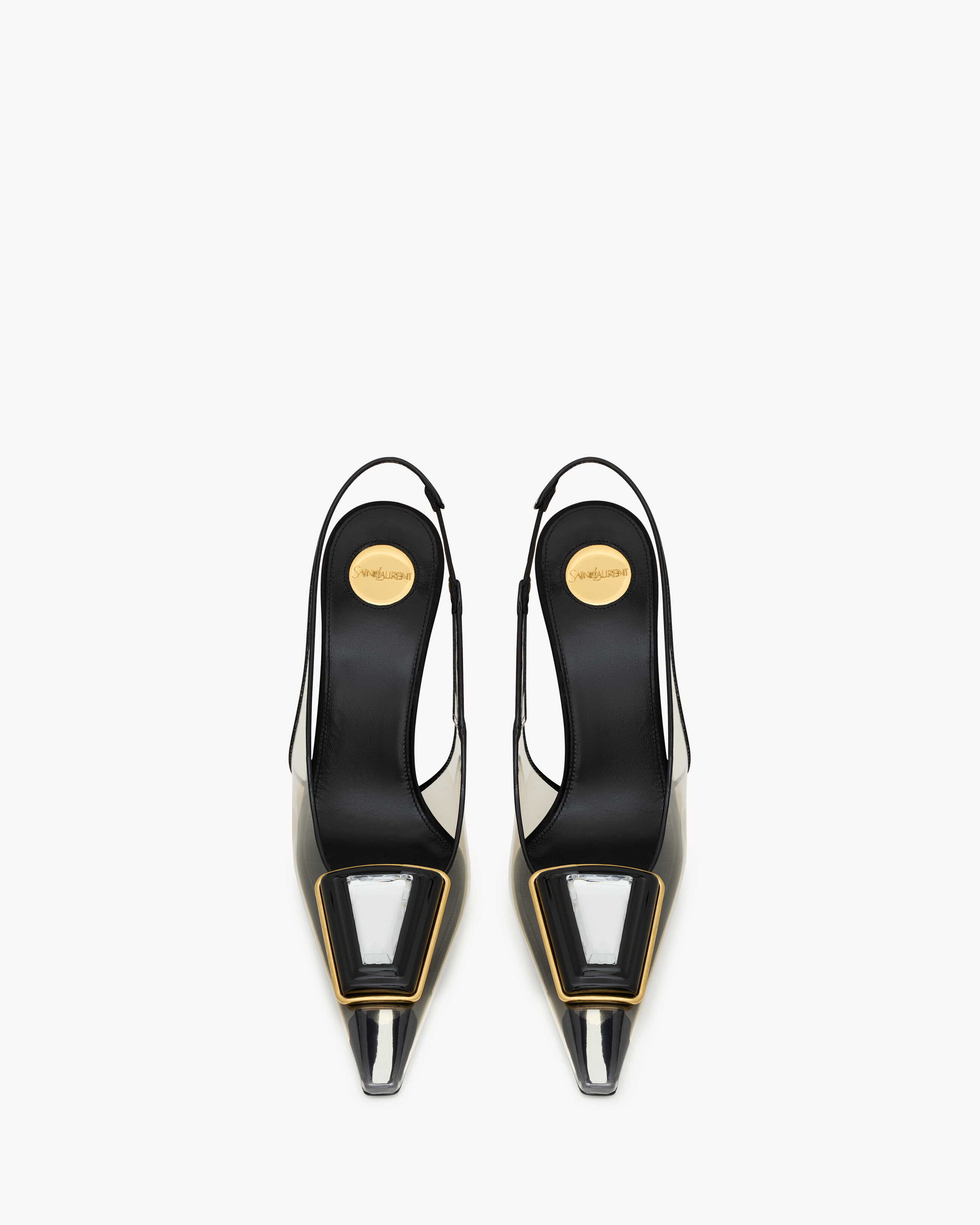 SIBYL slingback pumps in TPU, patent leather, and satin