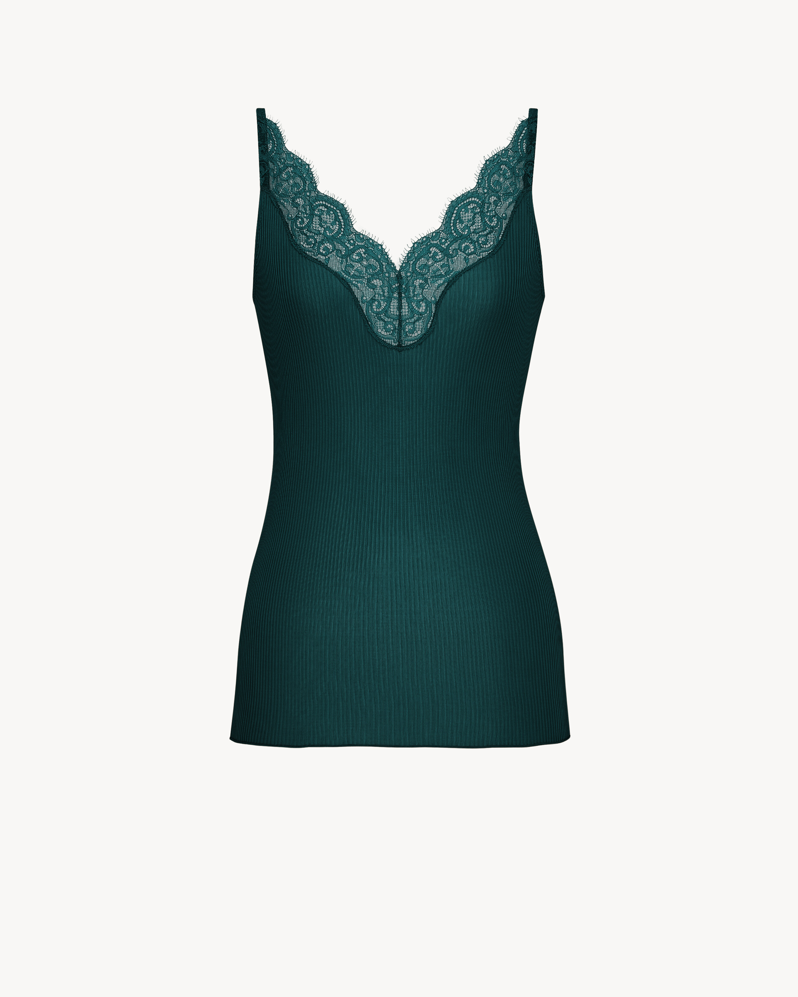 laced tank top in ribbed silk