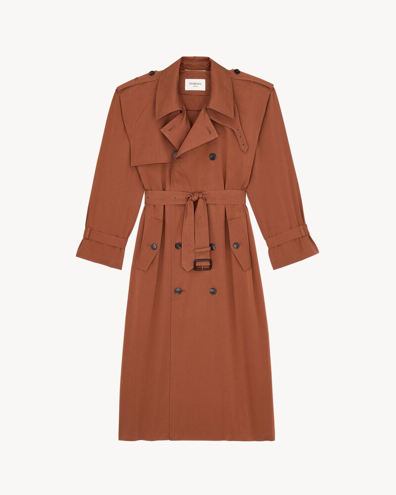 trench coat in water-repellent cotton and silk