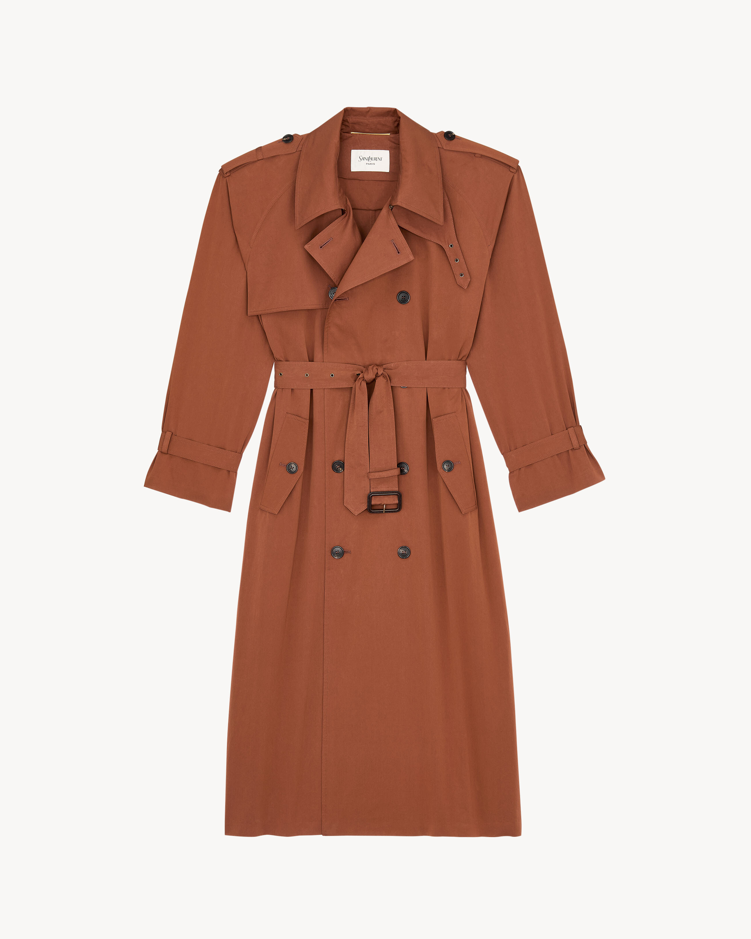trench coat in water-repellent cotton and silk