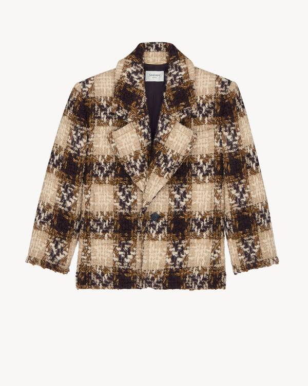 single-breasted jacket in tweed in Black | Saint Laurent | YSL US