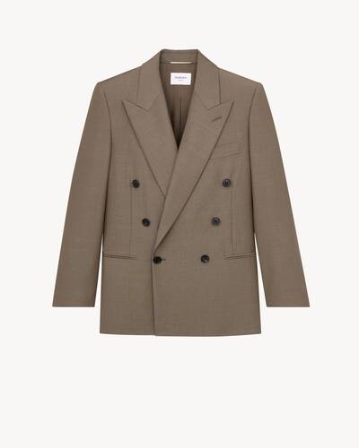double-breasted jacket in light wool and mohair in Brown | Saint