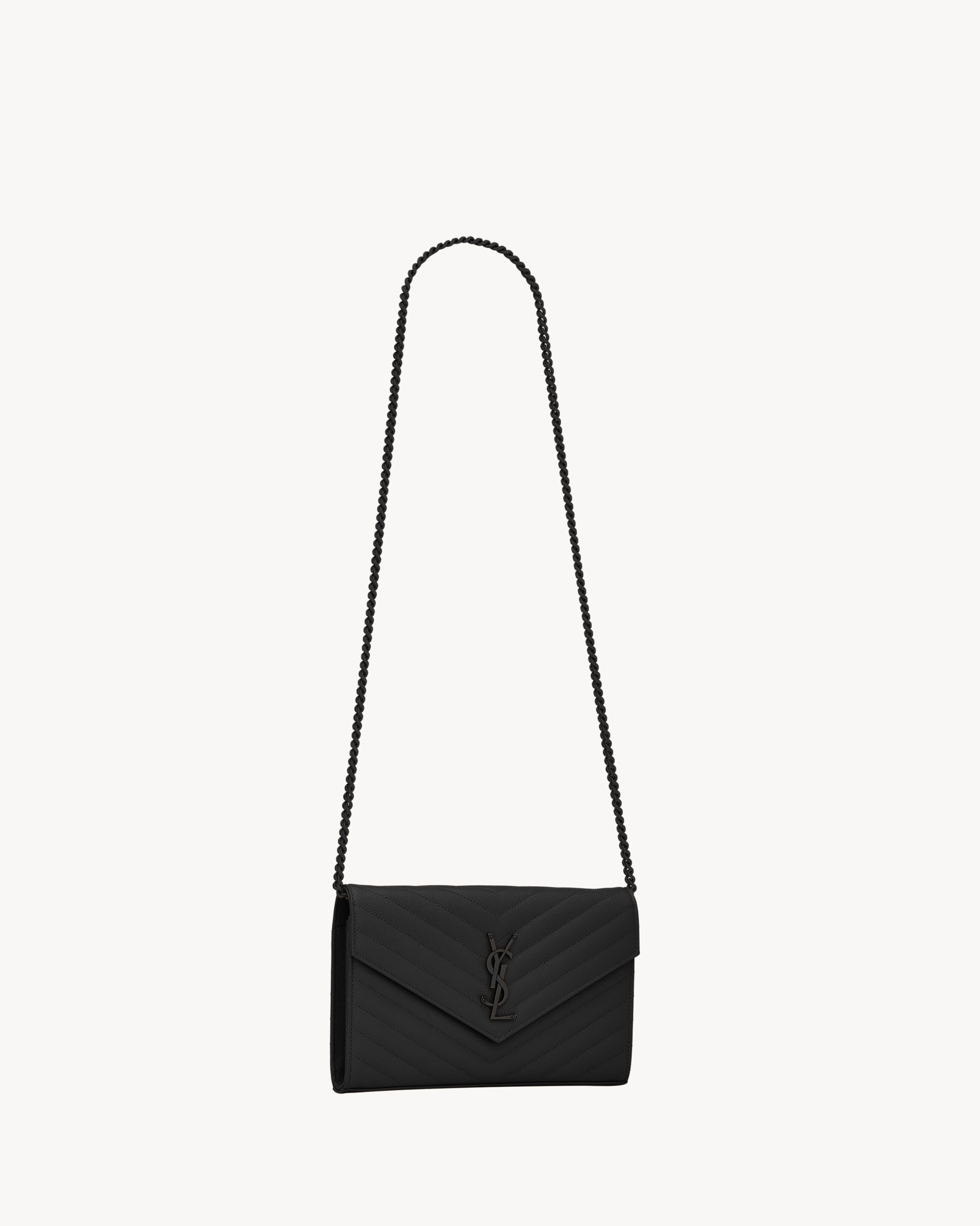 Klassisches CASSANDRE Portemonnaie mit Kette aus Leder mit Grain-de-Poudre-Prägung
