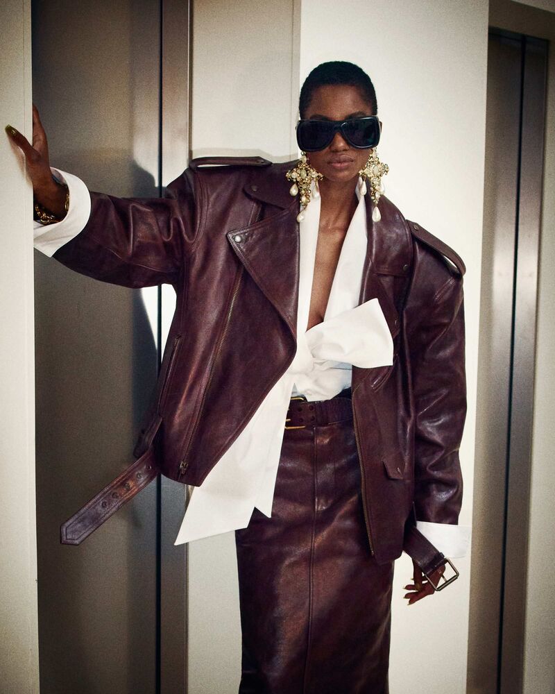 MOTORCYCLE wide belt in leather