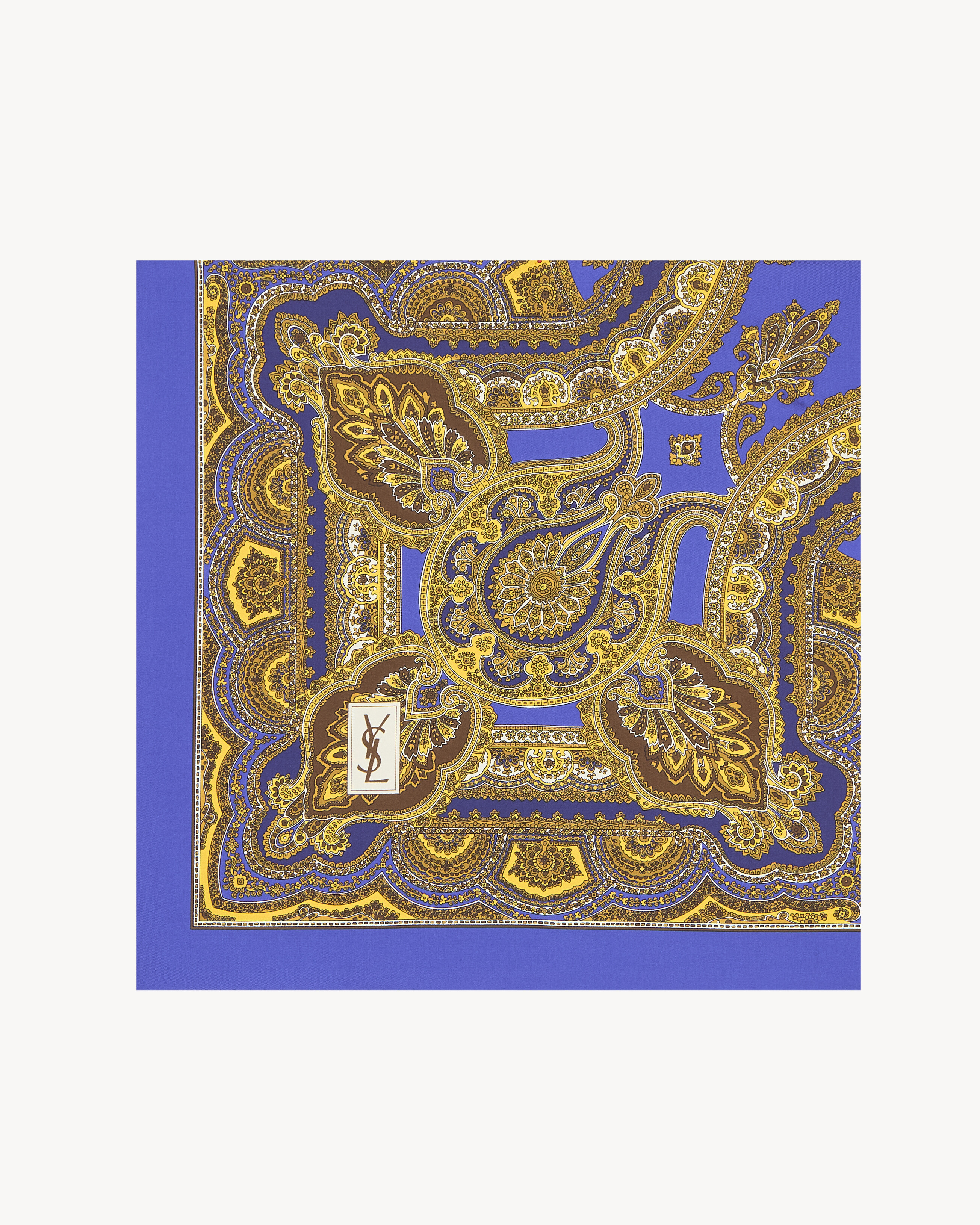 square scarf in paisley silk twill