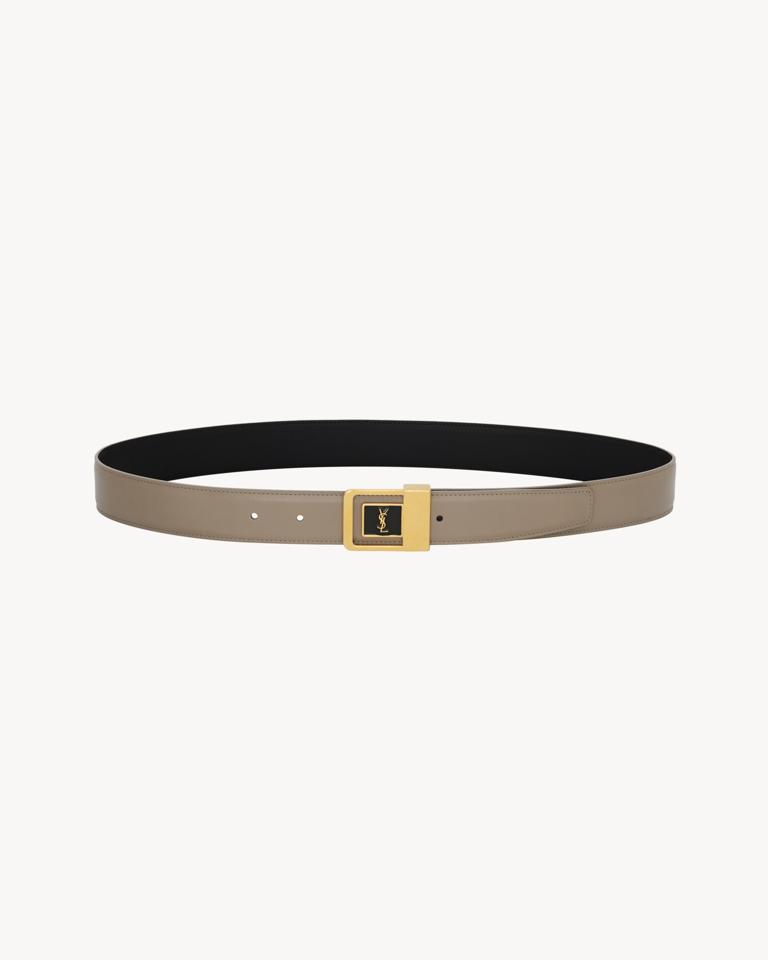 LA 66 buckle belt in lacquered leather