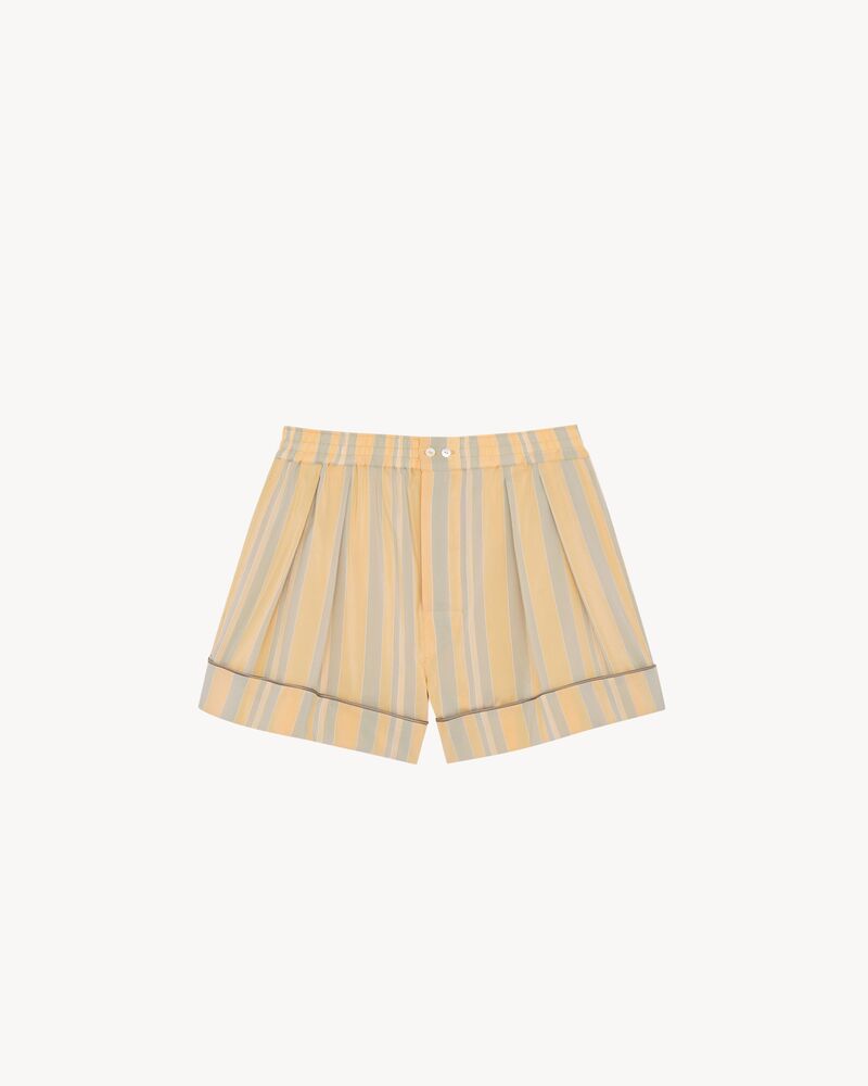 pajama shorts in striped cotton and silk
