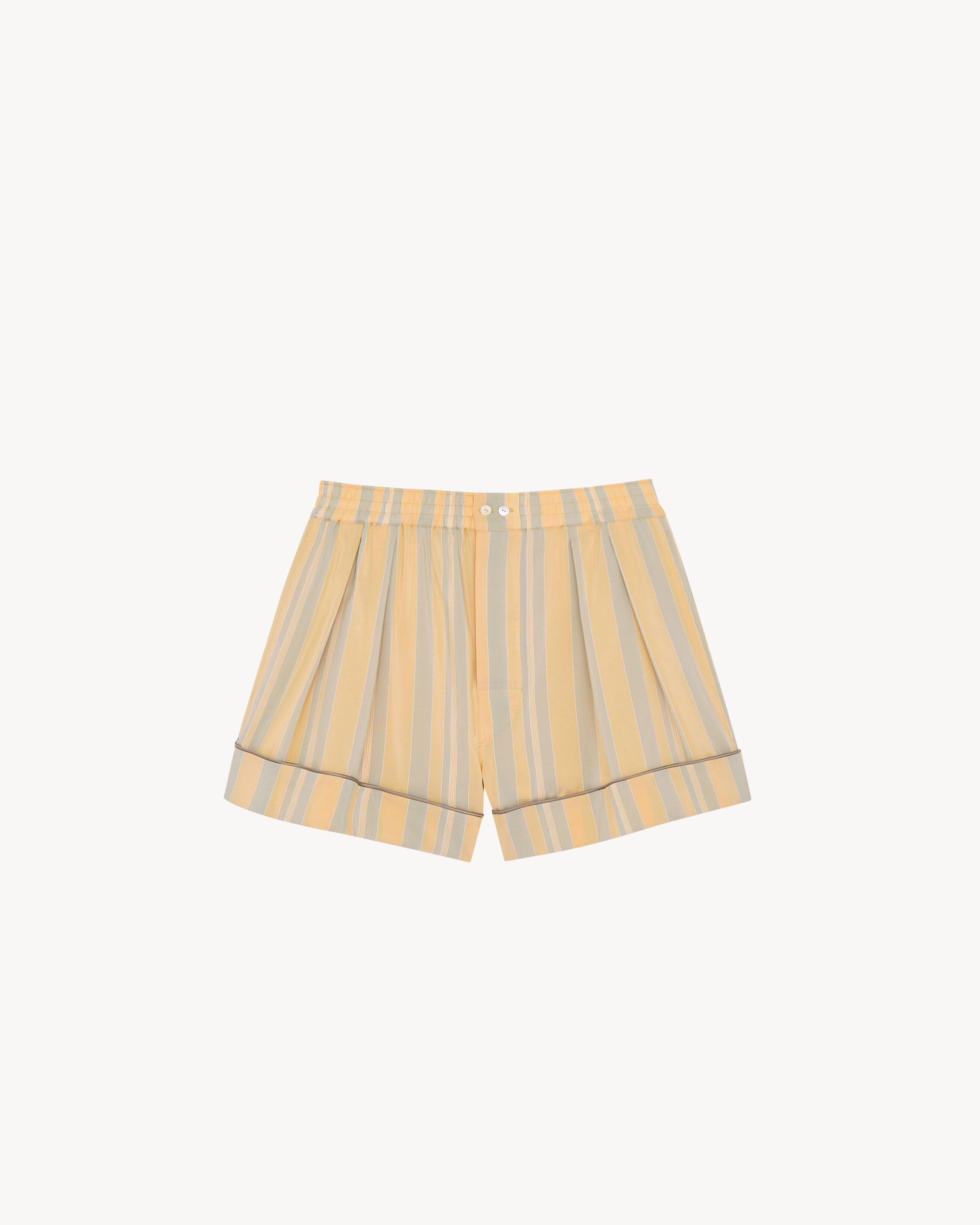 pajama shorts in striped cotton and silk