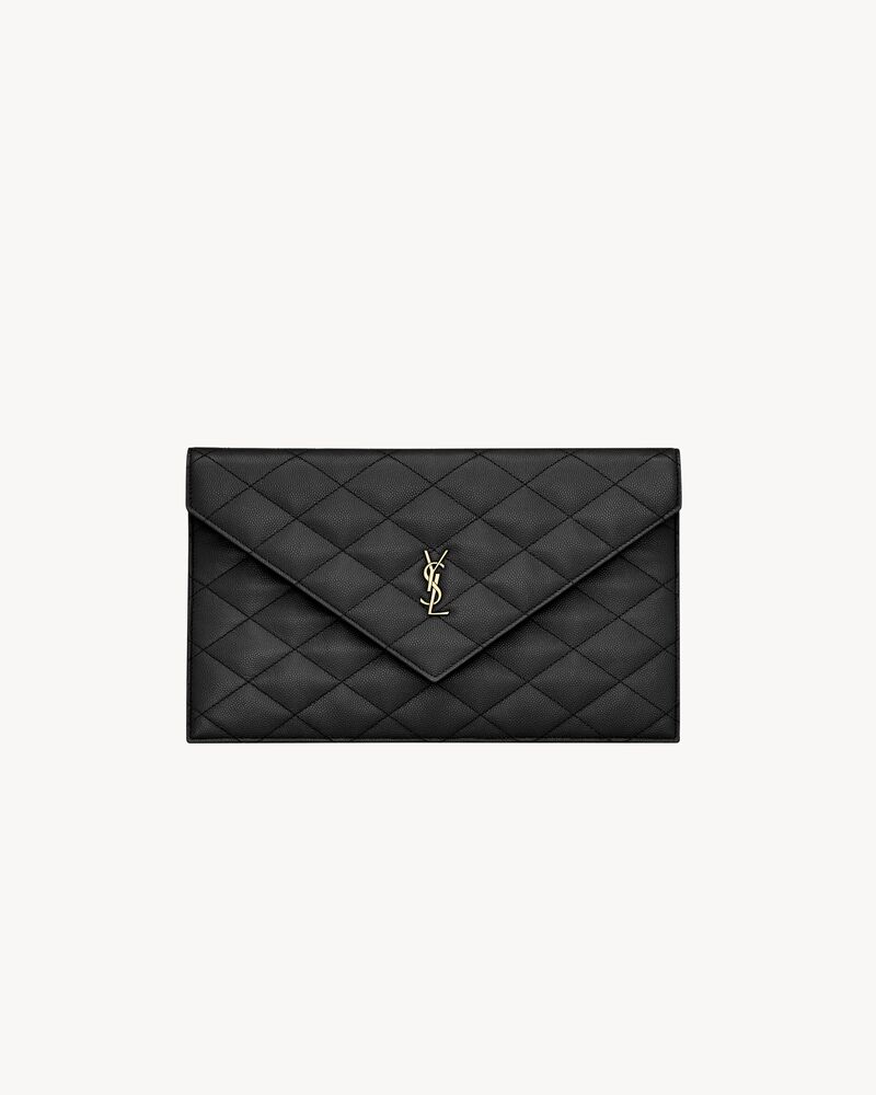 PARIS Pouch aus Leder mit Grain-de-Poudre-Prägung