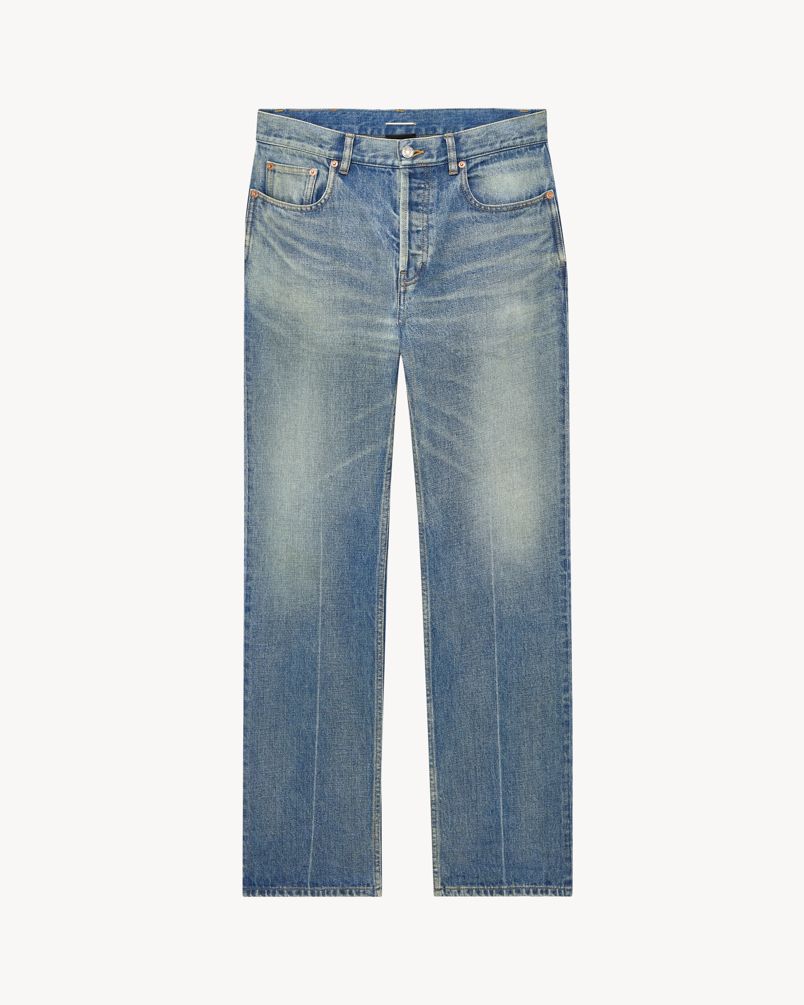 tapered mid rise jeans