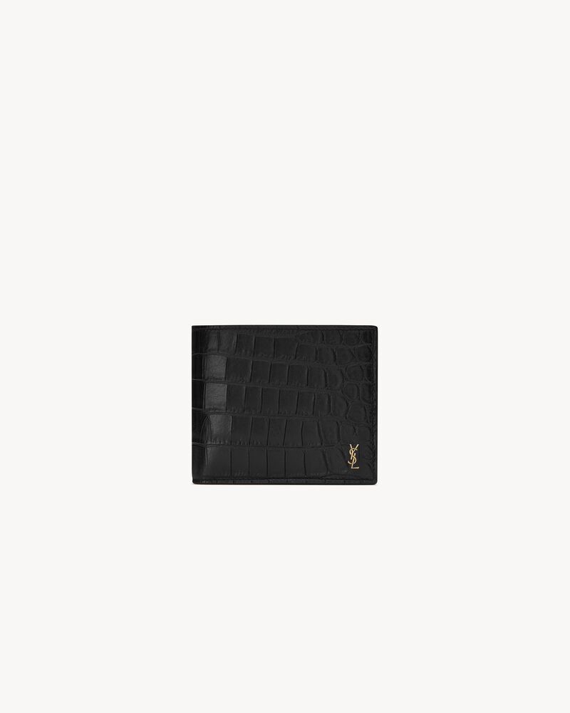 TINY CASSANDRE East/West wallet with coin purse in CROCODILE-EMBOSSED matte leather