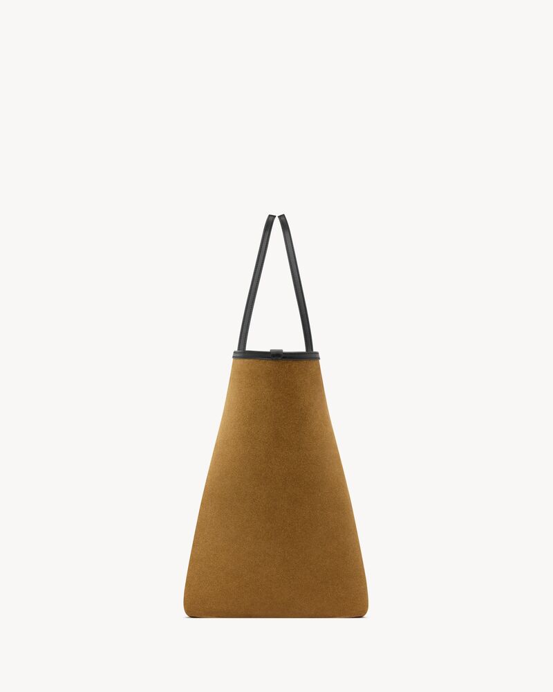 Y slim tote in velour leather