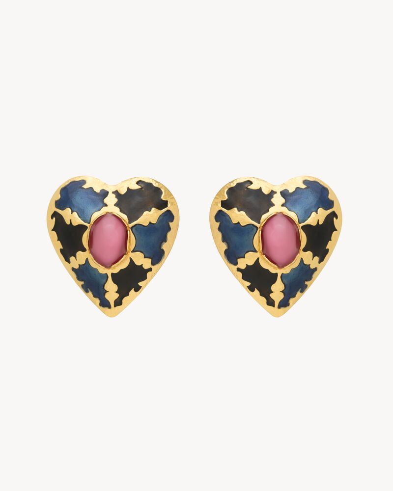 heart earrings in enamel