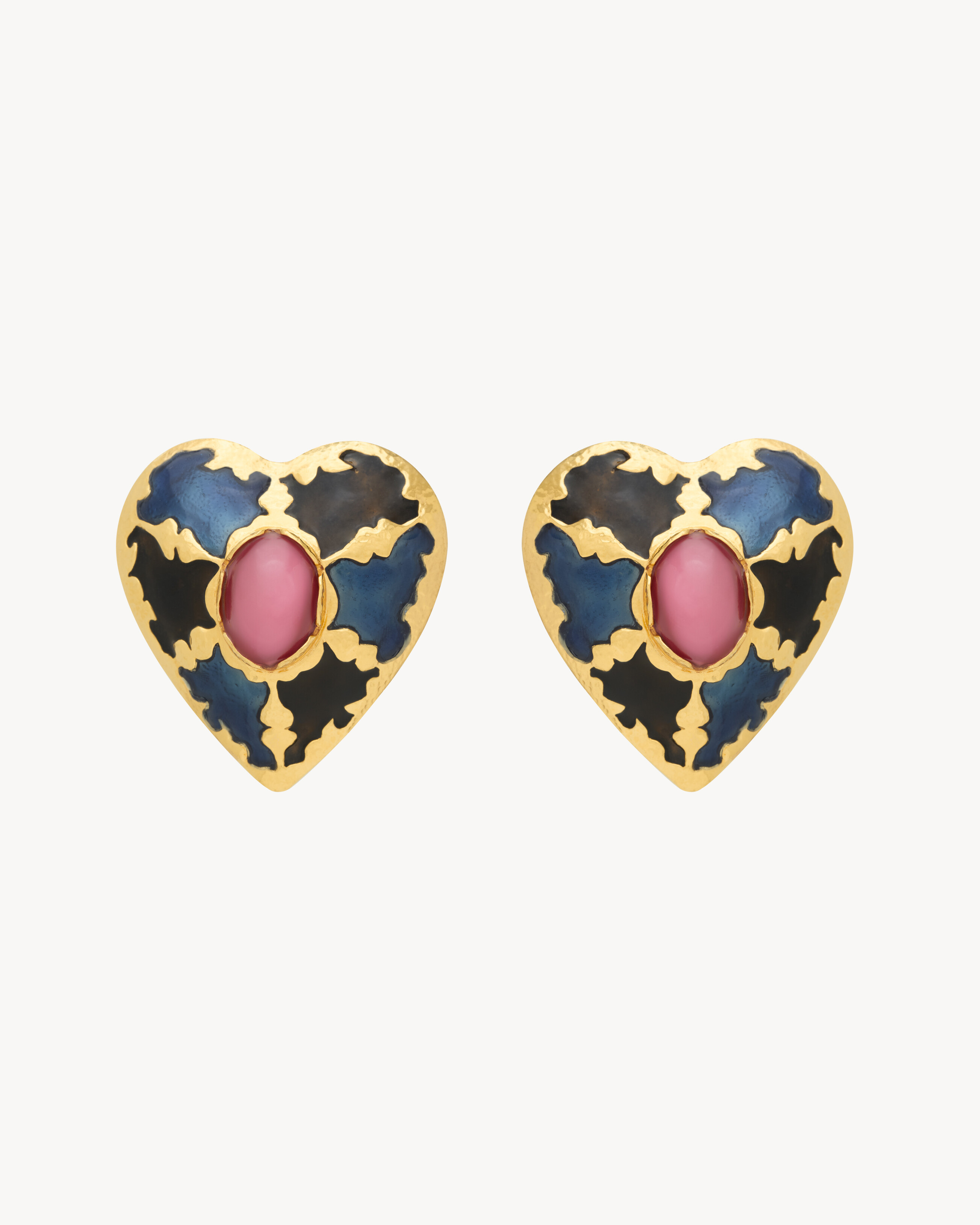 heart earrings in enamel