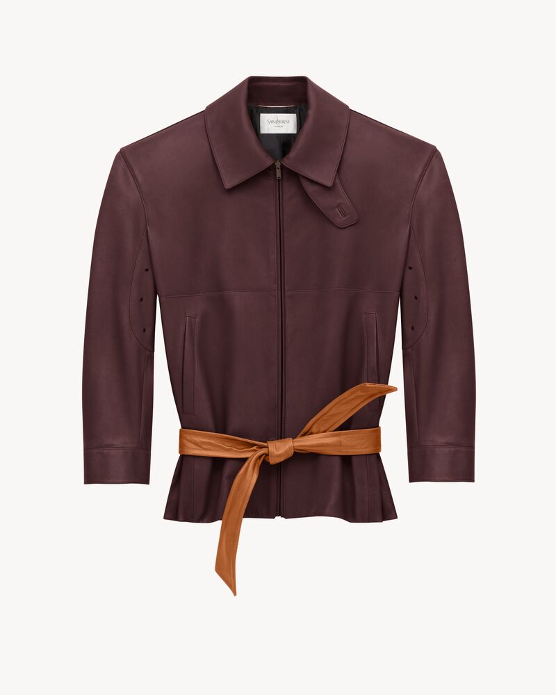 belted jacket in lambskin