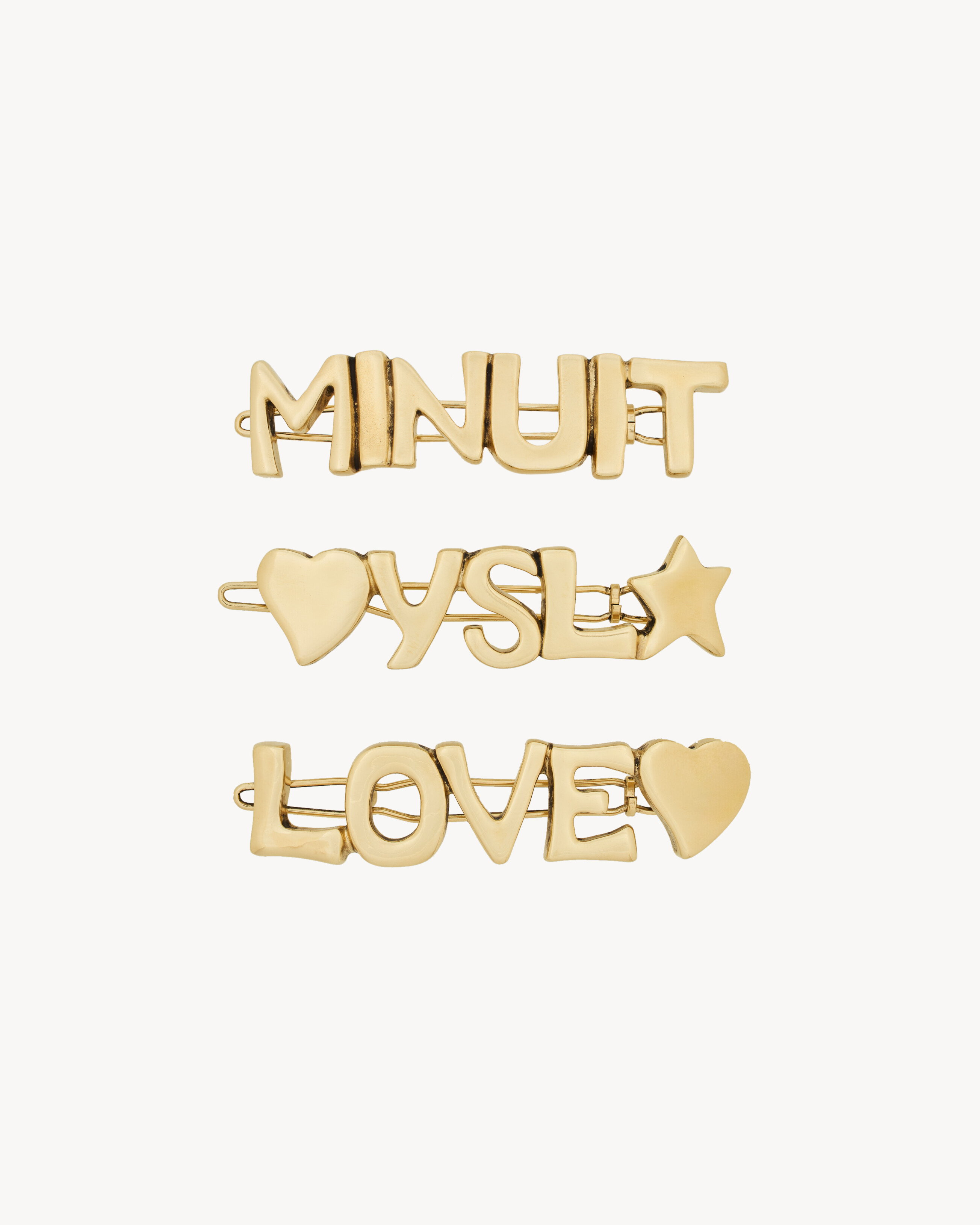 LOVE LETTERS hair clips in metal