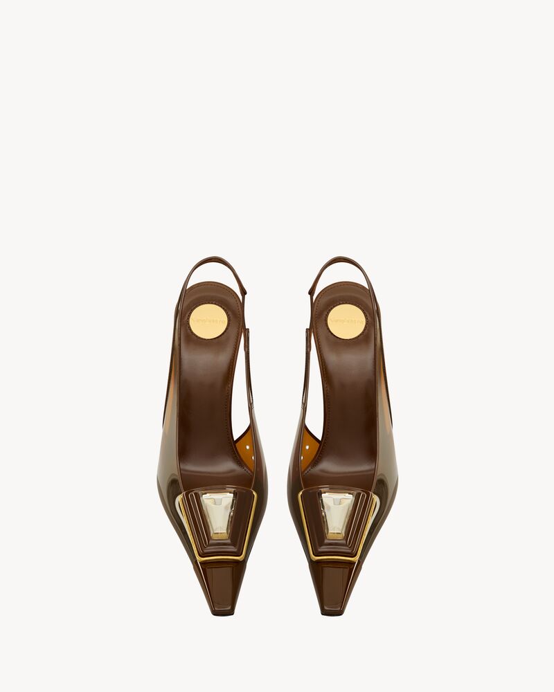 SIBYL slingback pumps in TPU, patent leather, and satin
