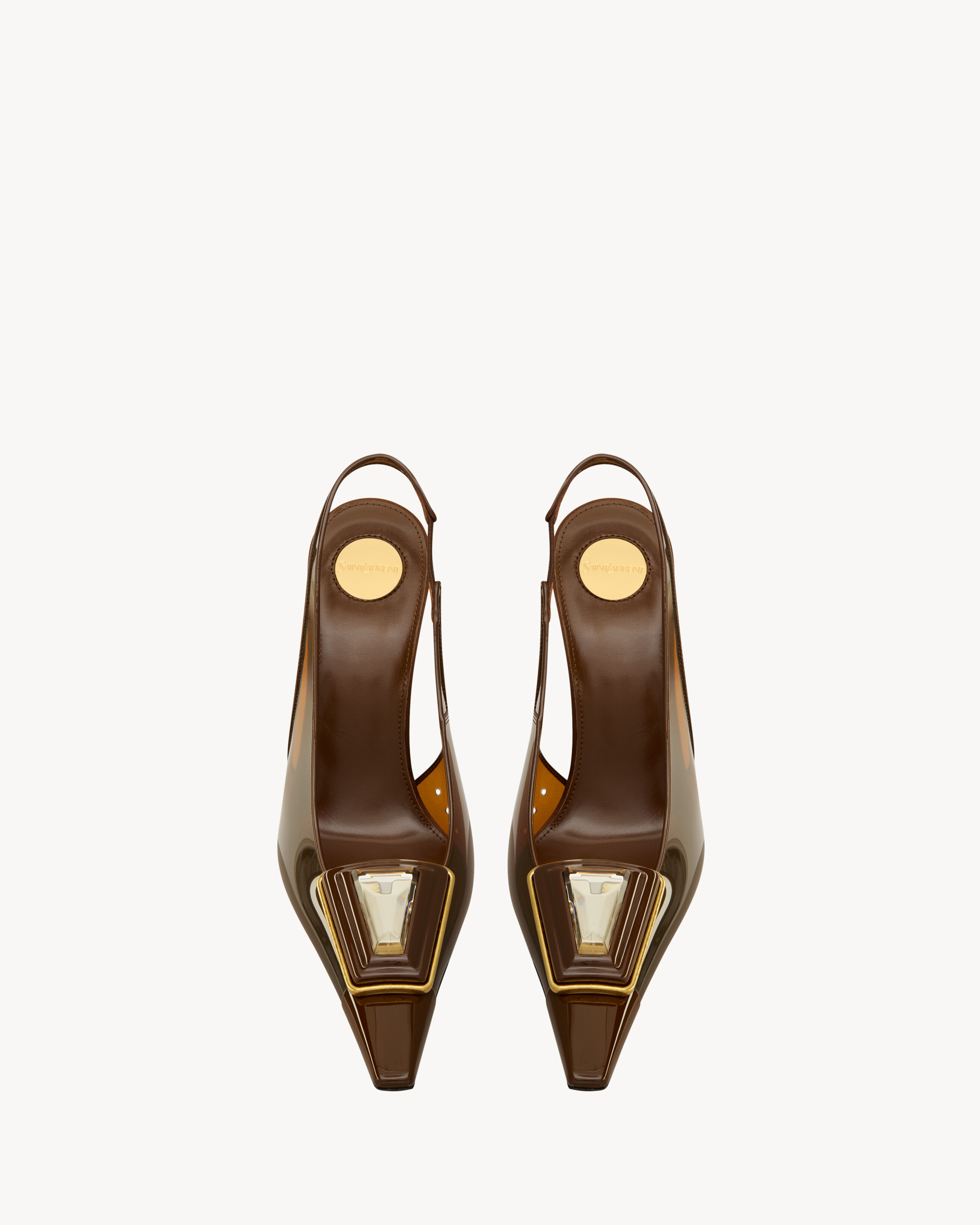 SIBYL slingback pumps in TPU, patent leather, and satin