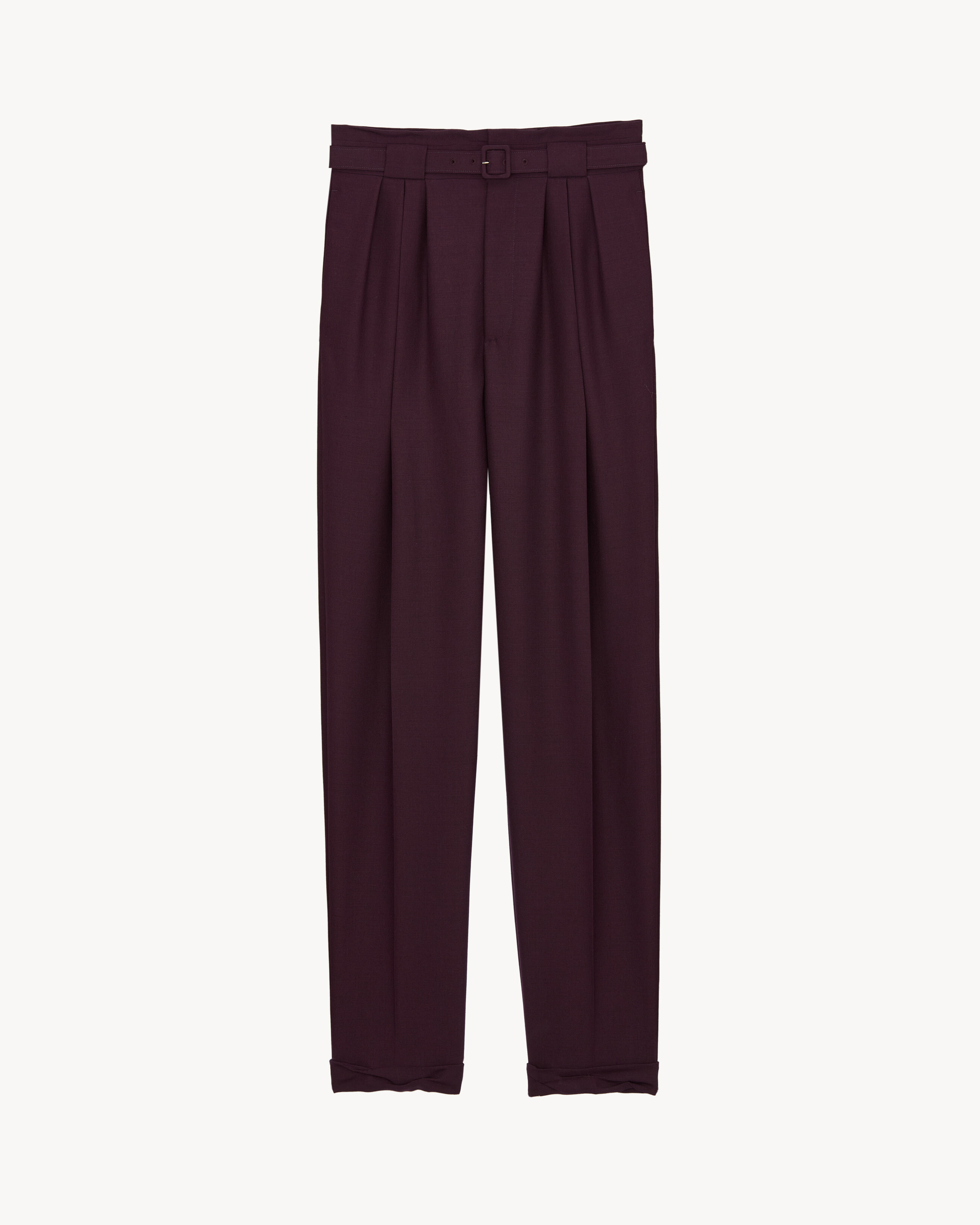 belted pants in wool and mohair
