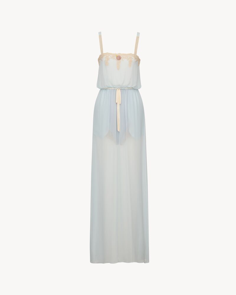 laced dress in silk crepe muslin