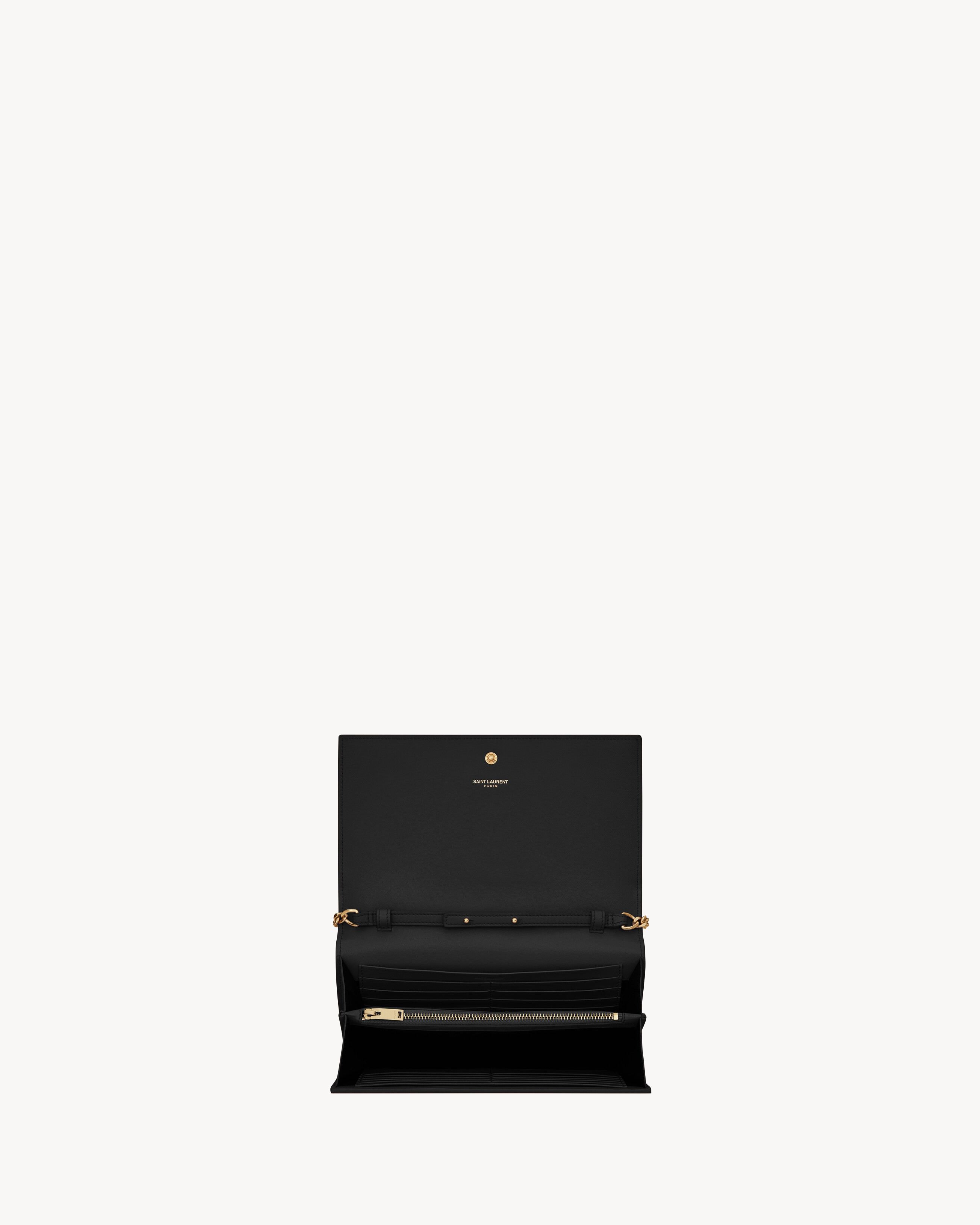 CASSANDRE chain wallet in crocodile-embossed shiny leather