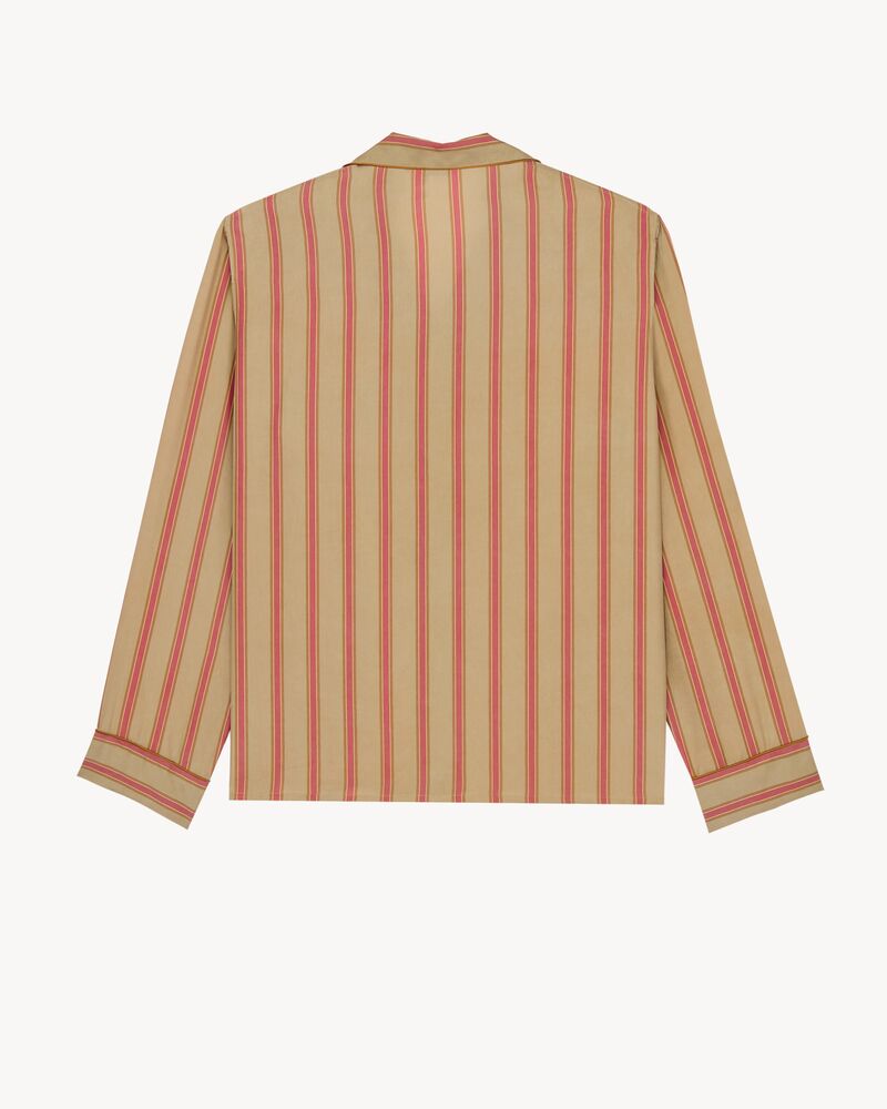 pajama top in striped cupro twill