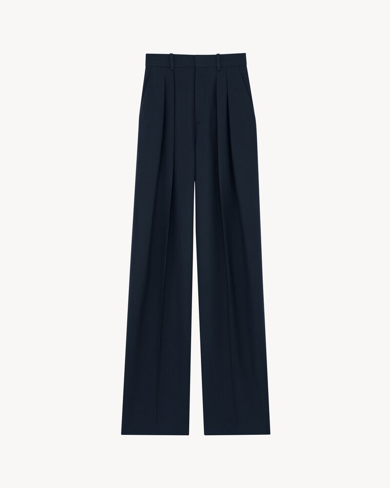 wide-leg pants in wool gabardine