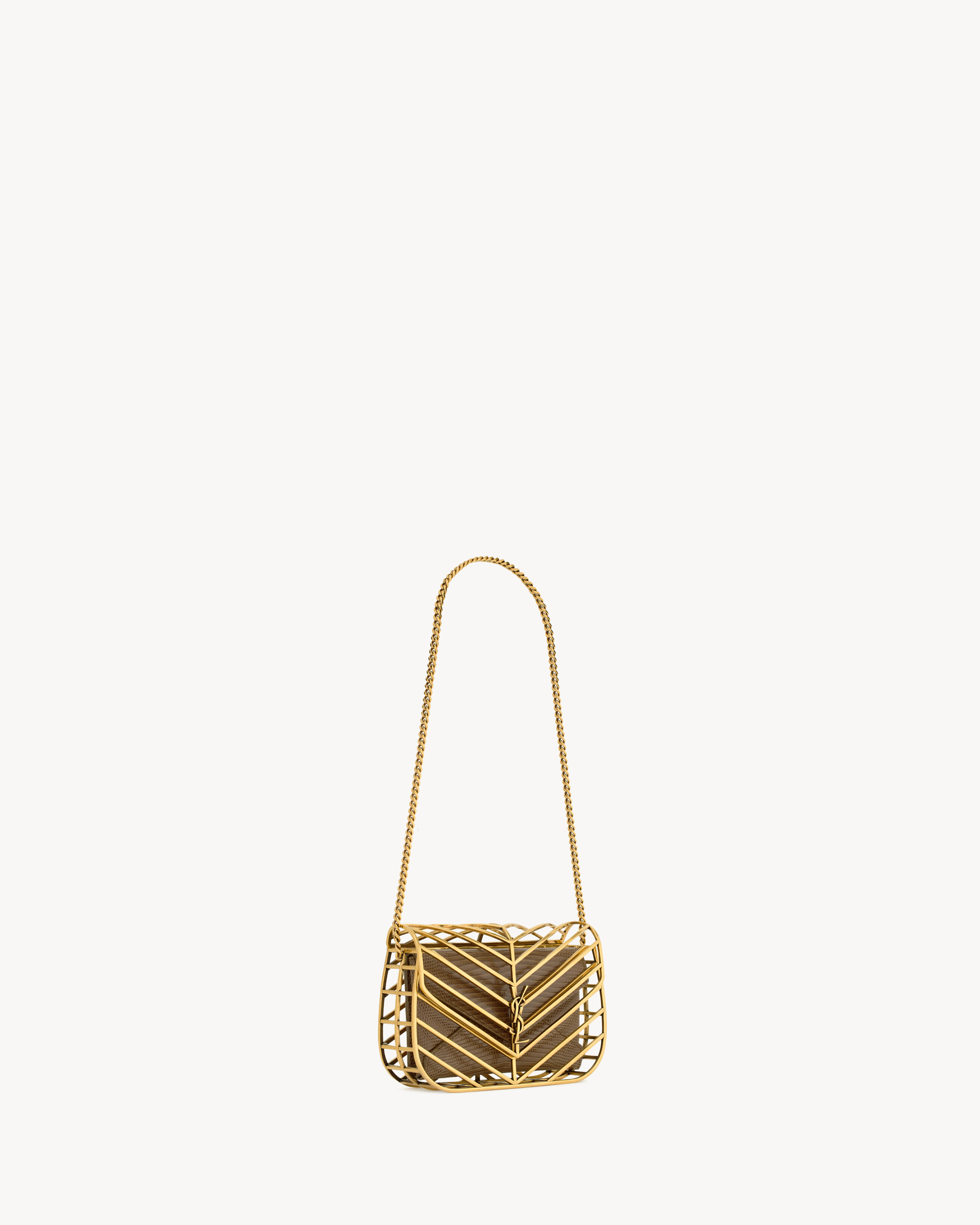LOULOU minaudière in metal and lizard