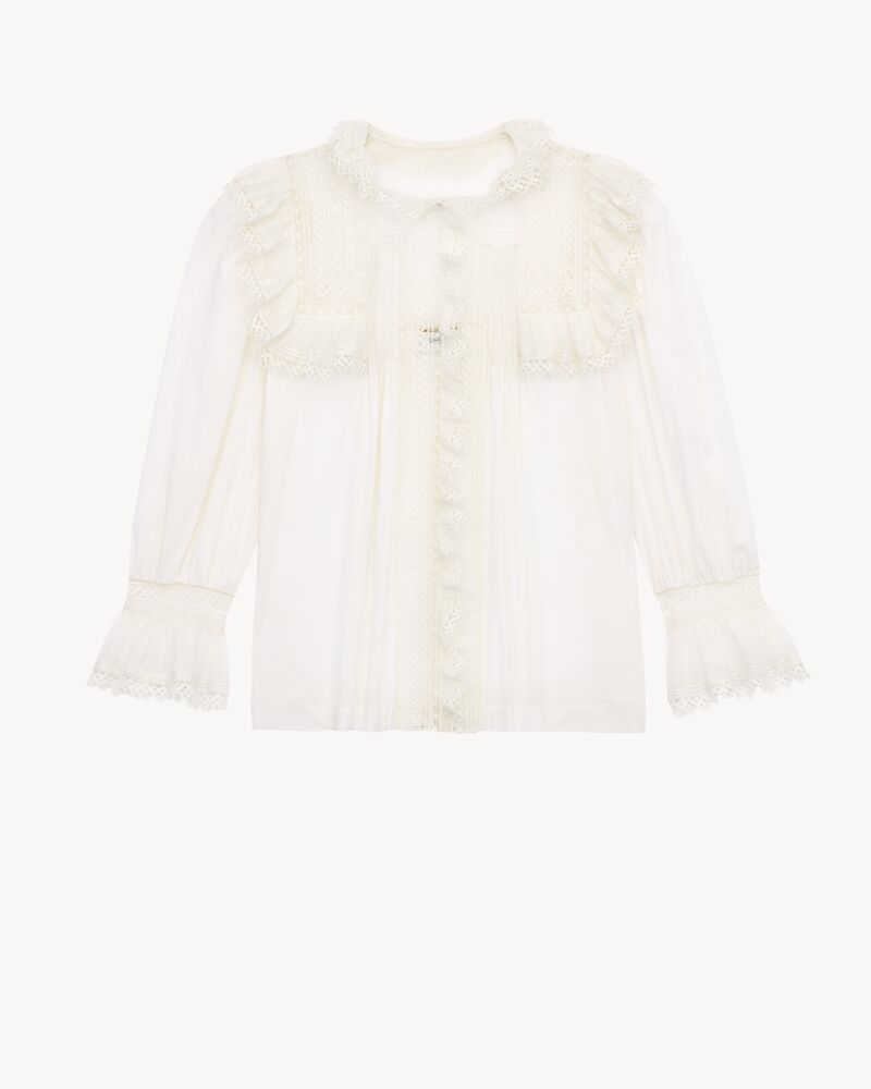 embroidered lace blouse in cotton voile