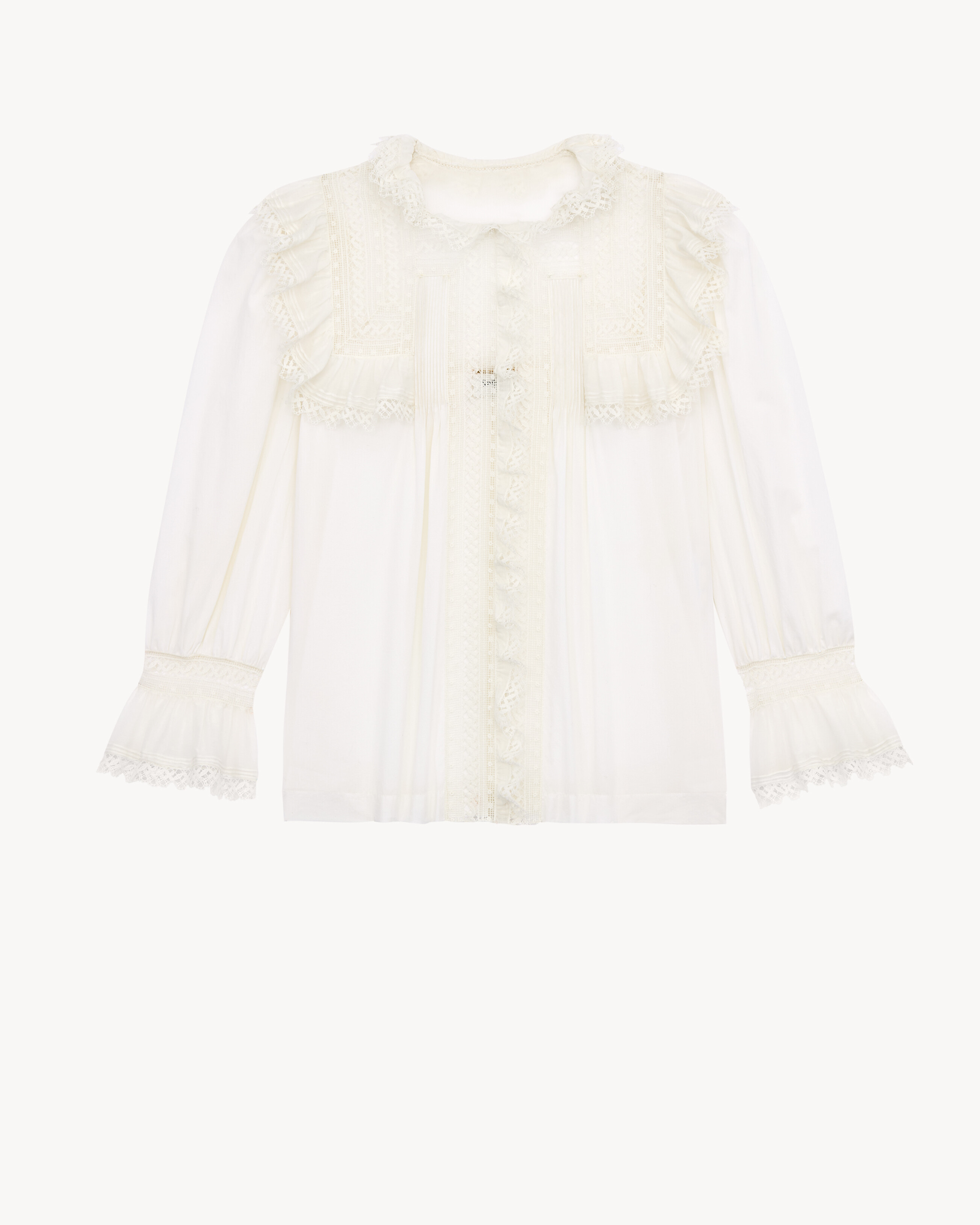 embroidered lace blouse in cotton voile