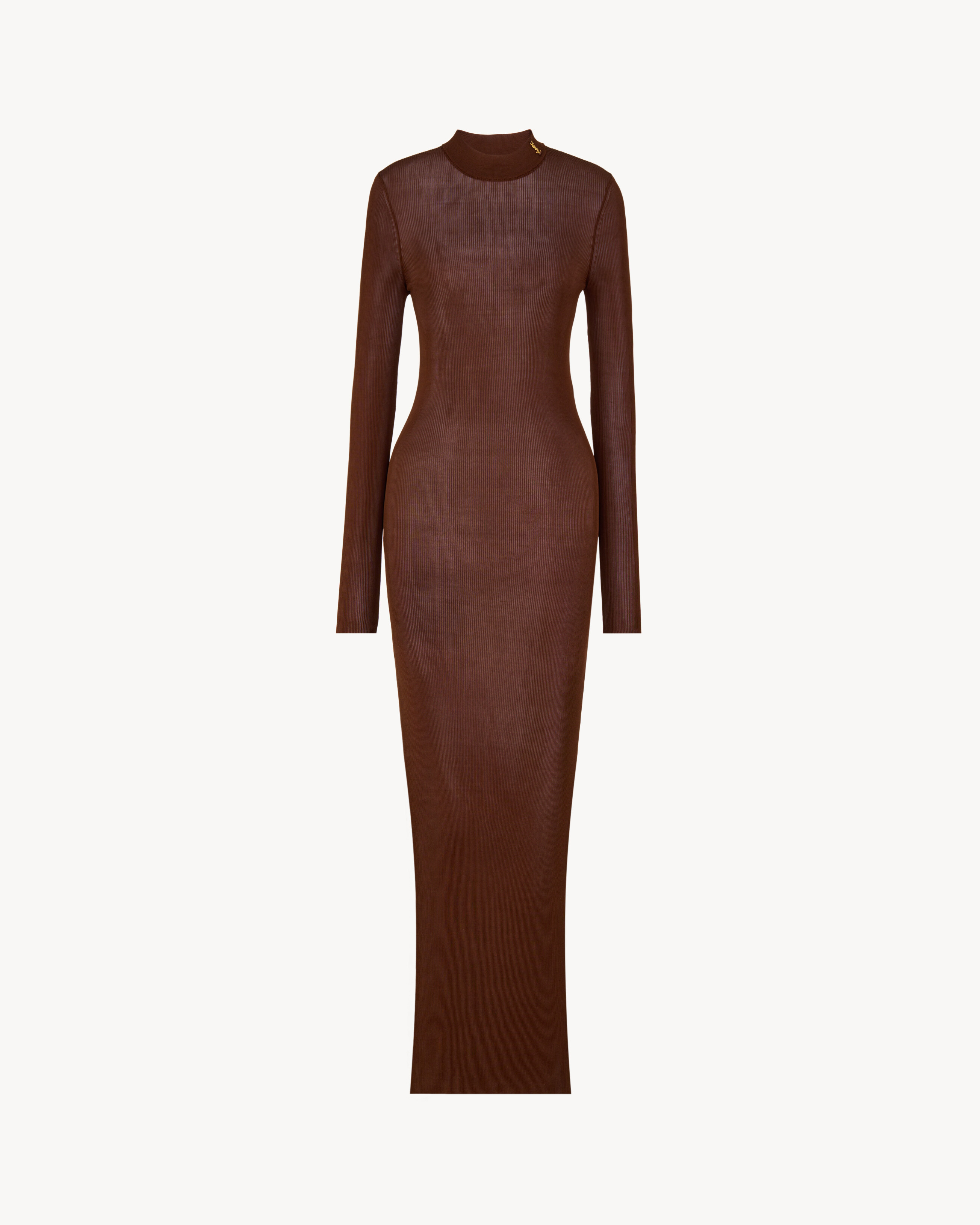 CASSANDRE collar dress in rib-knit silk