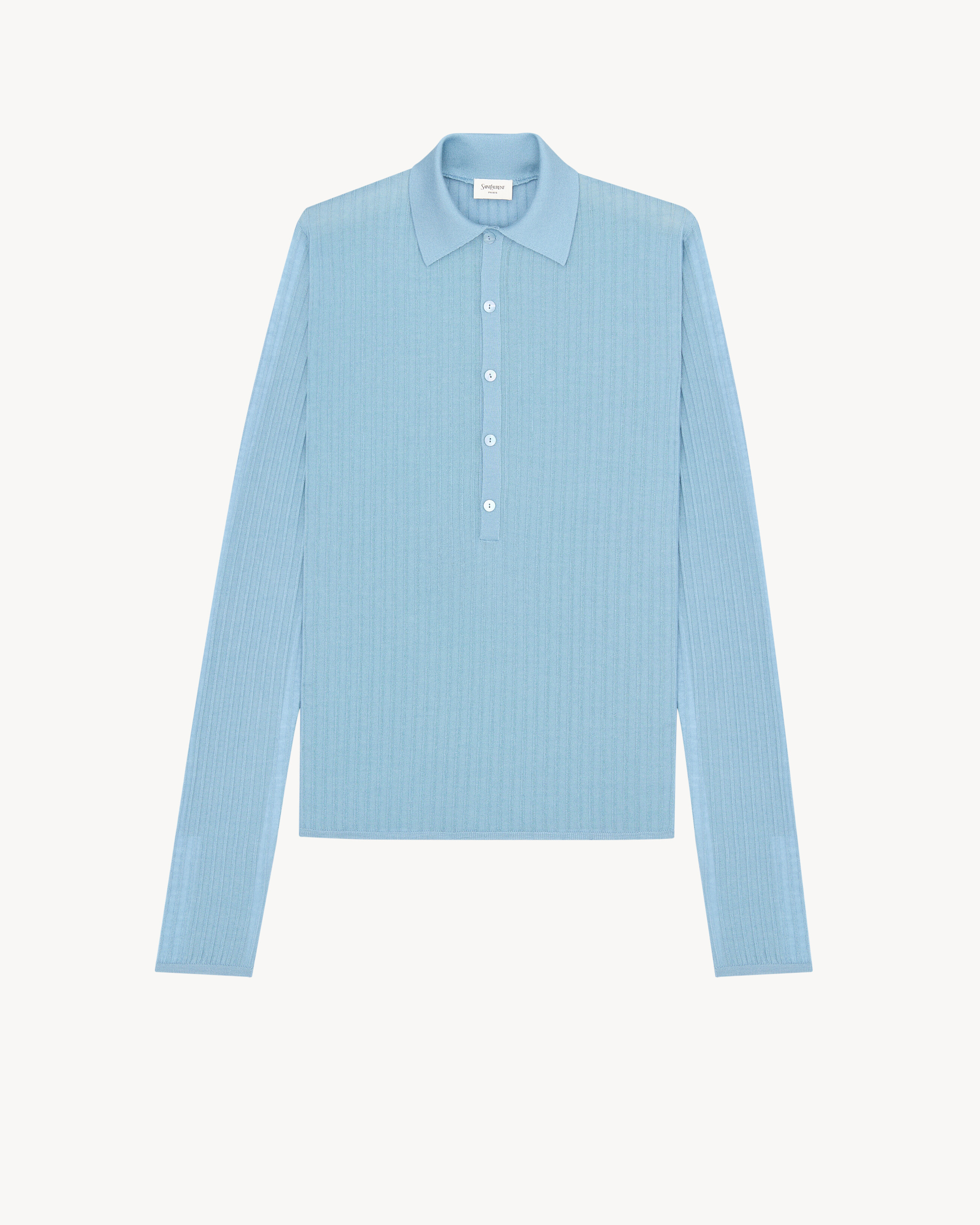 polo in flat-rib cashmere, wool, and silk